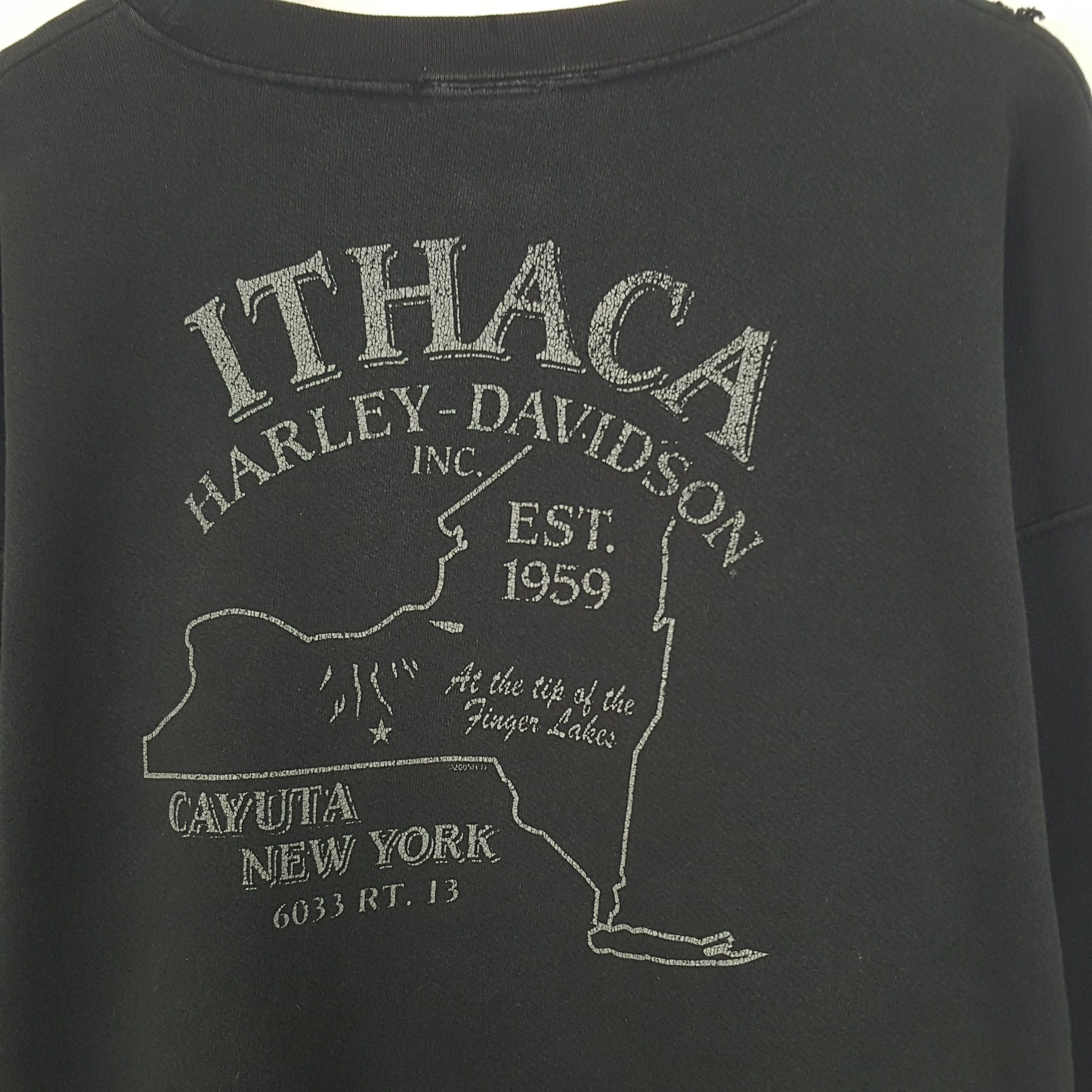 Harley Davidson × Vintage Vintage Ithaca Harley Davidson Sweatshirt Size US XL / EU 56 / 4 - 2 Thumbnail
