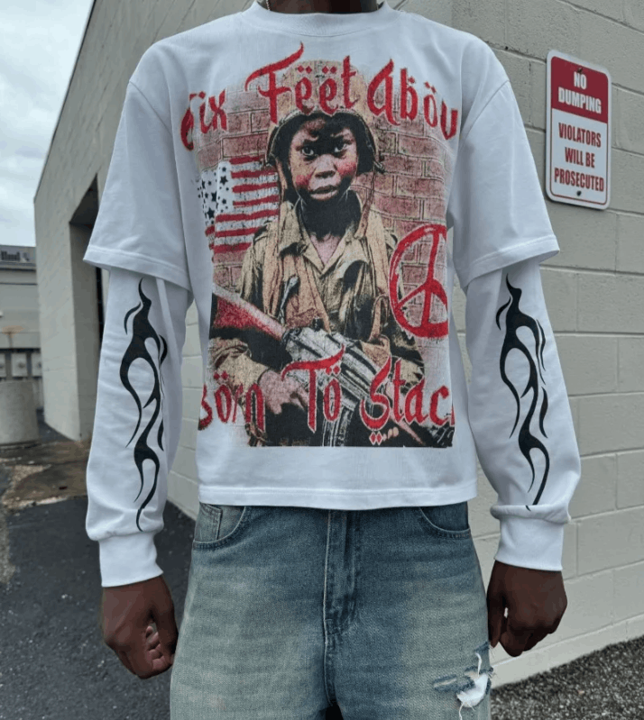 VIBE 25 American Gothic Harajuku anime printed long sleeve Size US M / EU 48-50 / 2 - 1 Thumbnail