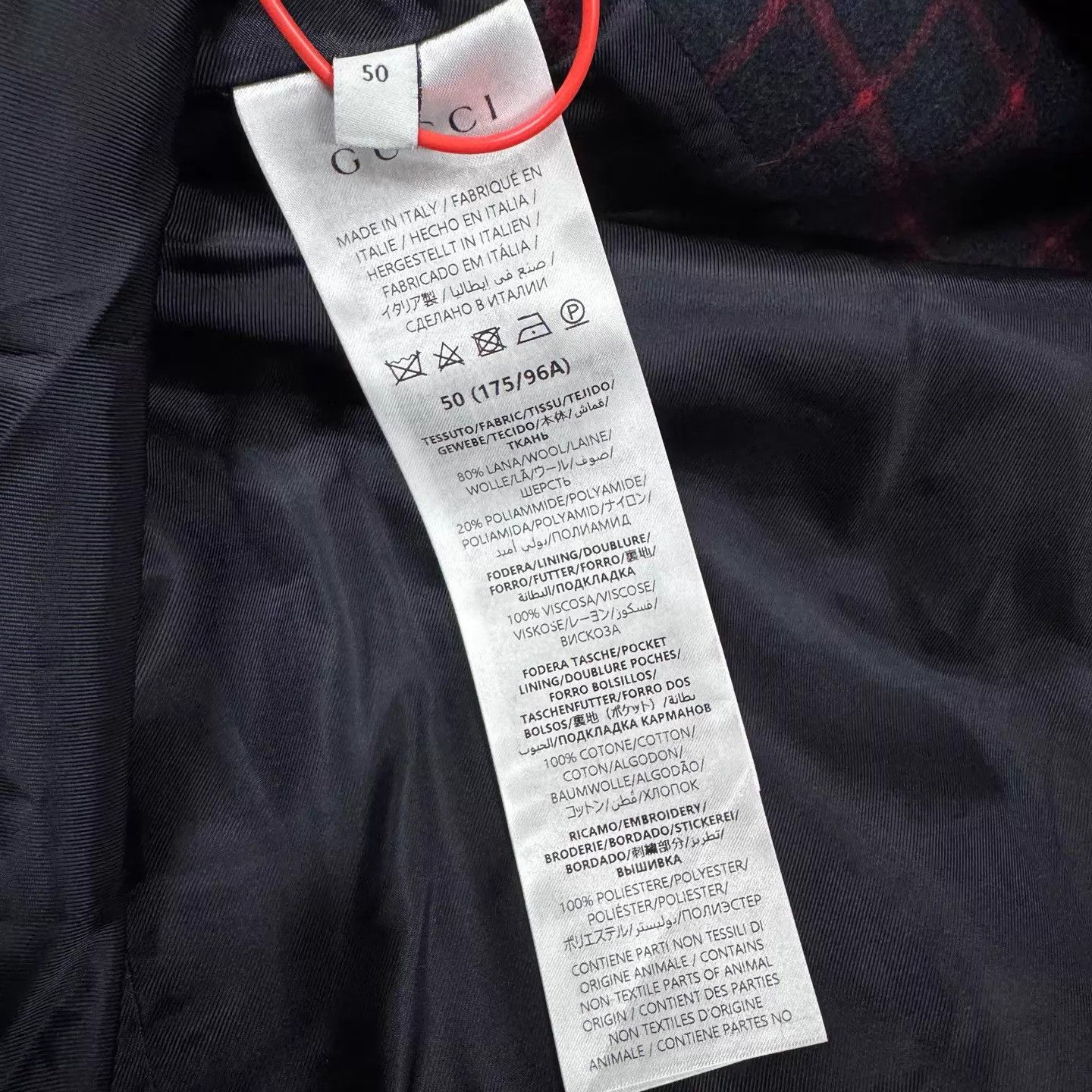 Gucci Gucci Black Red Check Embroidered Logo 50 99 New Blazer Size 50R - 7 Thumbnail