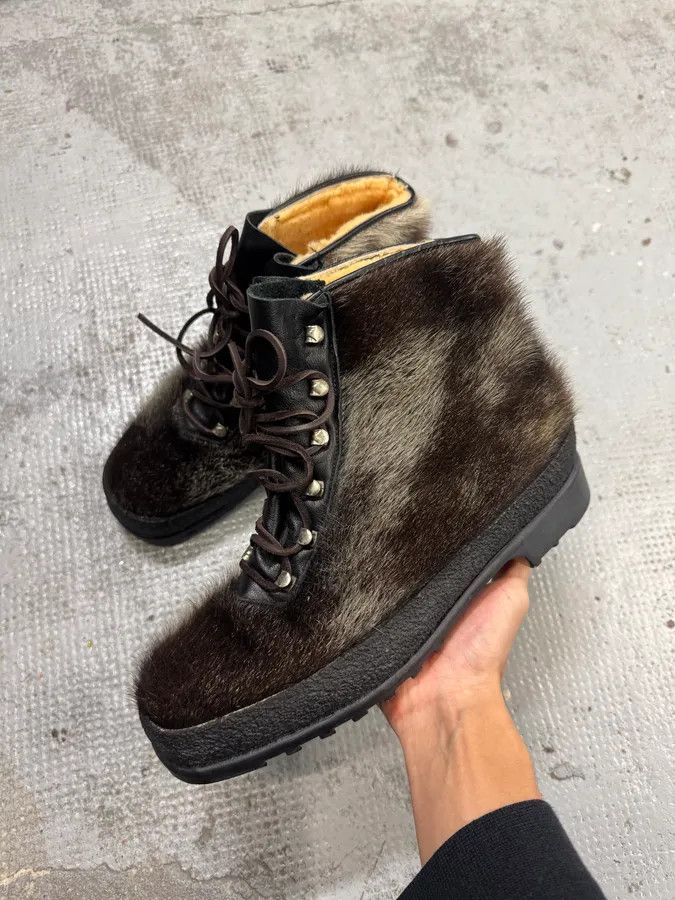 Vintage 1990s Frimas Fur Black Ski Boots Size US 9.5 / EU 42-43 - 1 Thumbnail