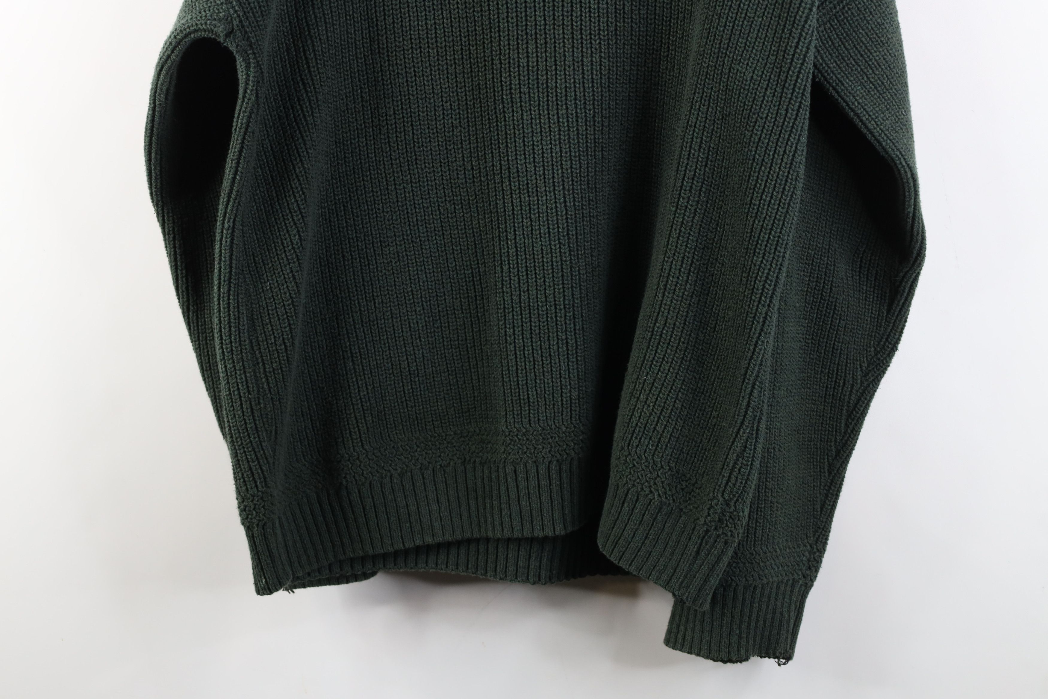 Vintage Vintage 90s Streetwear Ribbed Knit Henley Sweater Green USA Size US L / EU 52-54 / 3 - 14 Thumbnail