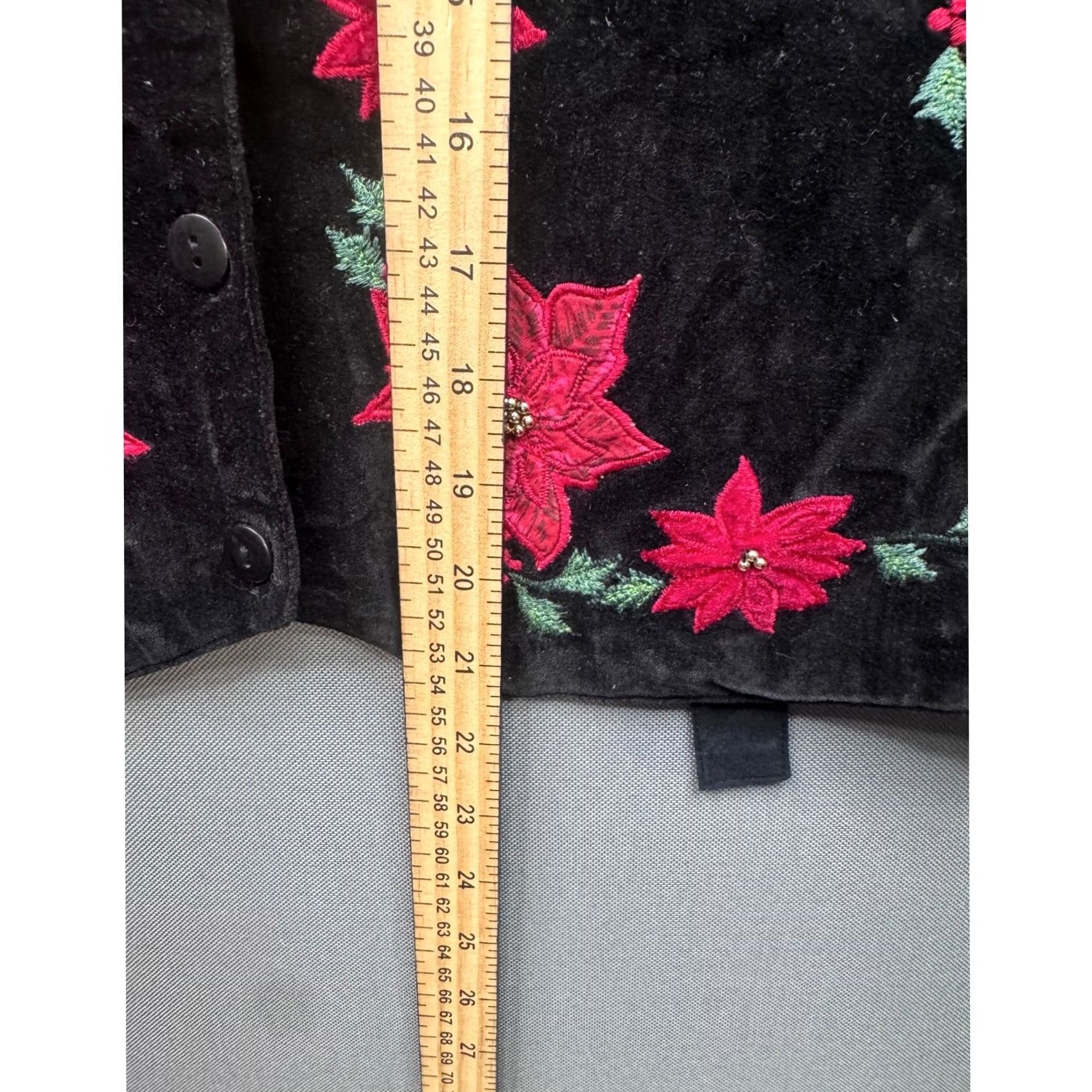 Vintage VINTAGE Casey & Max Vest Womens Black Cotton Embroidered Poinsettia Christmas Medium Size M / US 6-8 / IT 42-44 - 4 Thumbnail