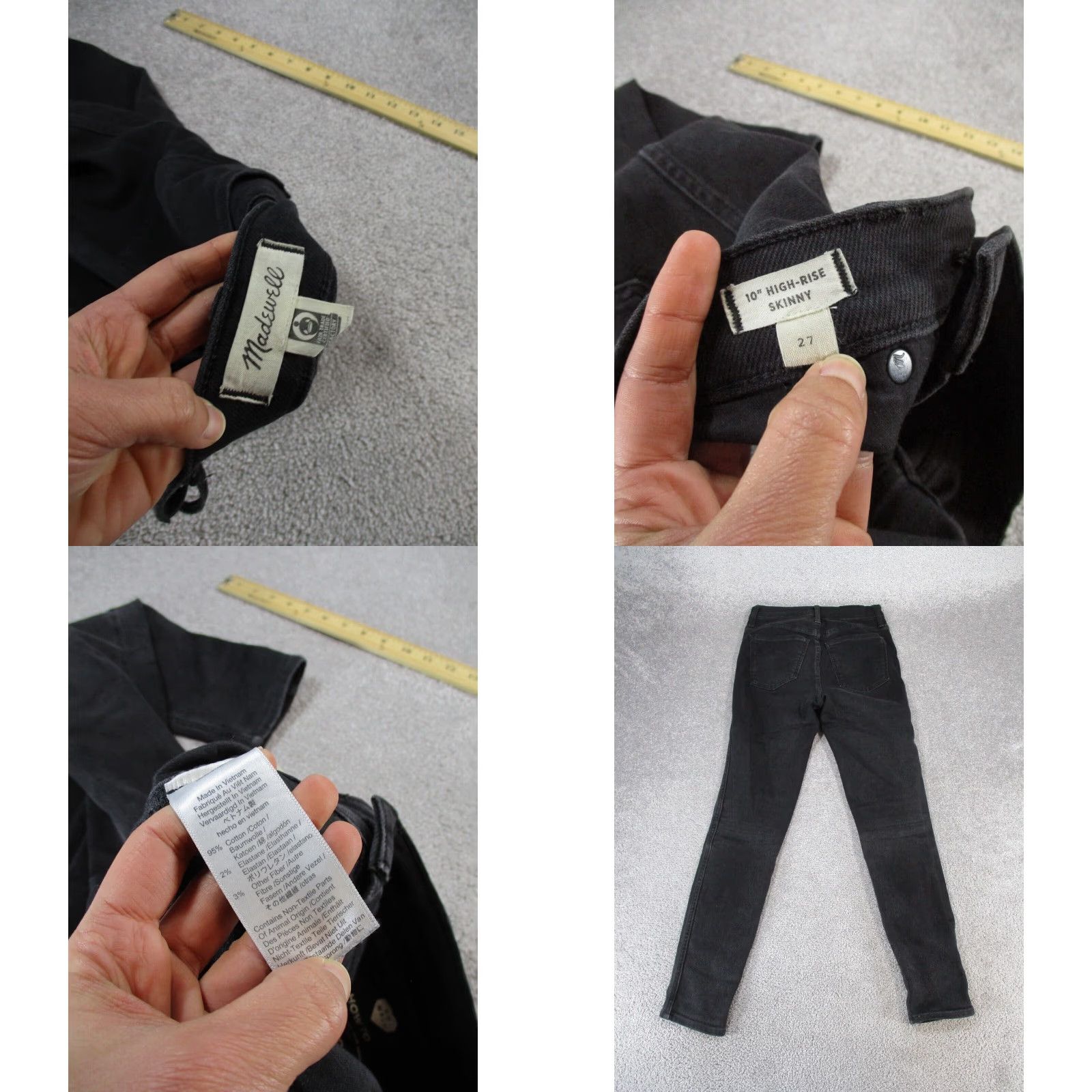 Madewell Madewell High Rise Skinny Jeans Womens 27 Black Denim Skinny Jeans Size 27" / US 4 / IT 40 - 8 Thumbnail