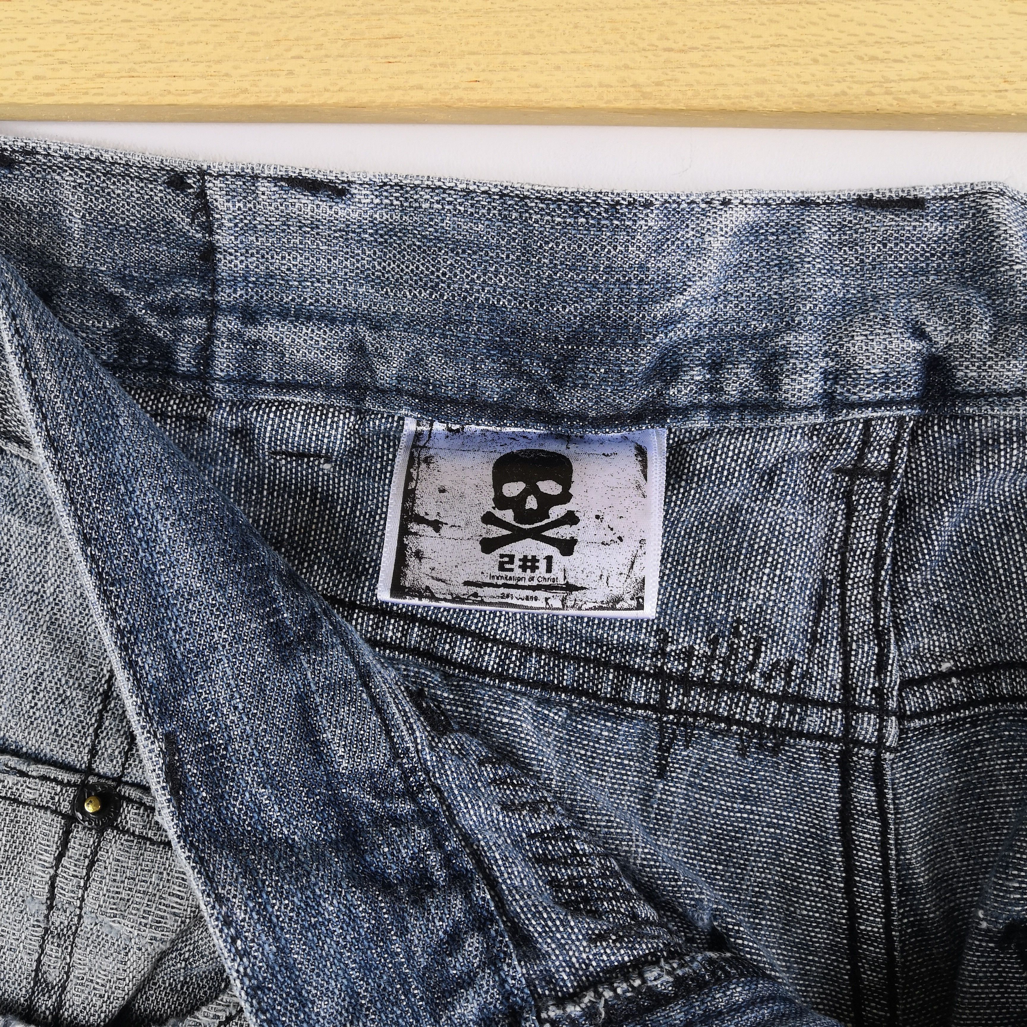 Japanese Brand Y2K 2#1 Distressed Faded Jeans Skulls Yesus Love You Denim Size US 32 / EU 48 - 8 Thumbnail