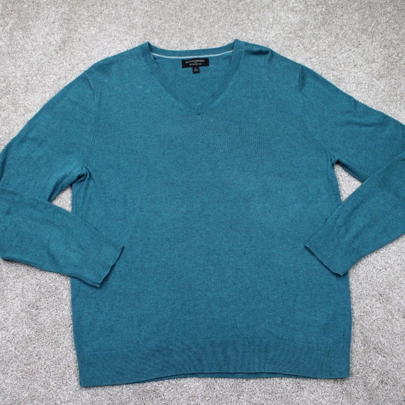 Banana Republic Banana Republic Sweatshirt Mens Large Green Premium Luxe Yarn Cashmere Sweater Size US L / EU 52-54 / 3 - 2 Thumbnail
