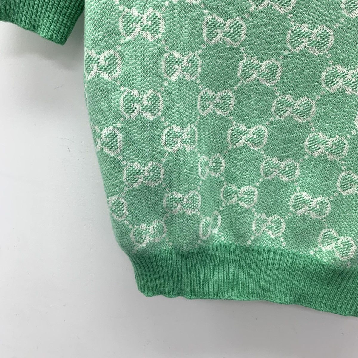 Gucci Gucci Green Logo Jacquard All Over Print Wool Knit Sweater Size XS / US 0-2 / IT 36-38 - 4 Thumbnail