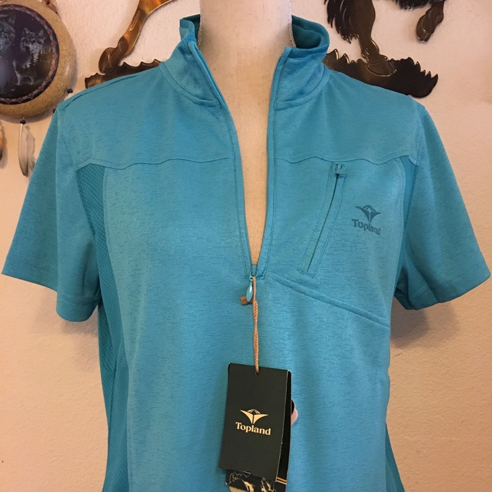 Designer Ladies Topland blue athletic short sleeve top NWT Size XXL / US 16-18 / IT 52-54 - 6 Thumbnail
