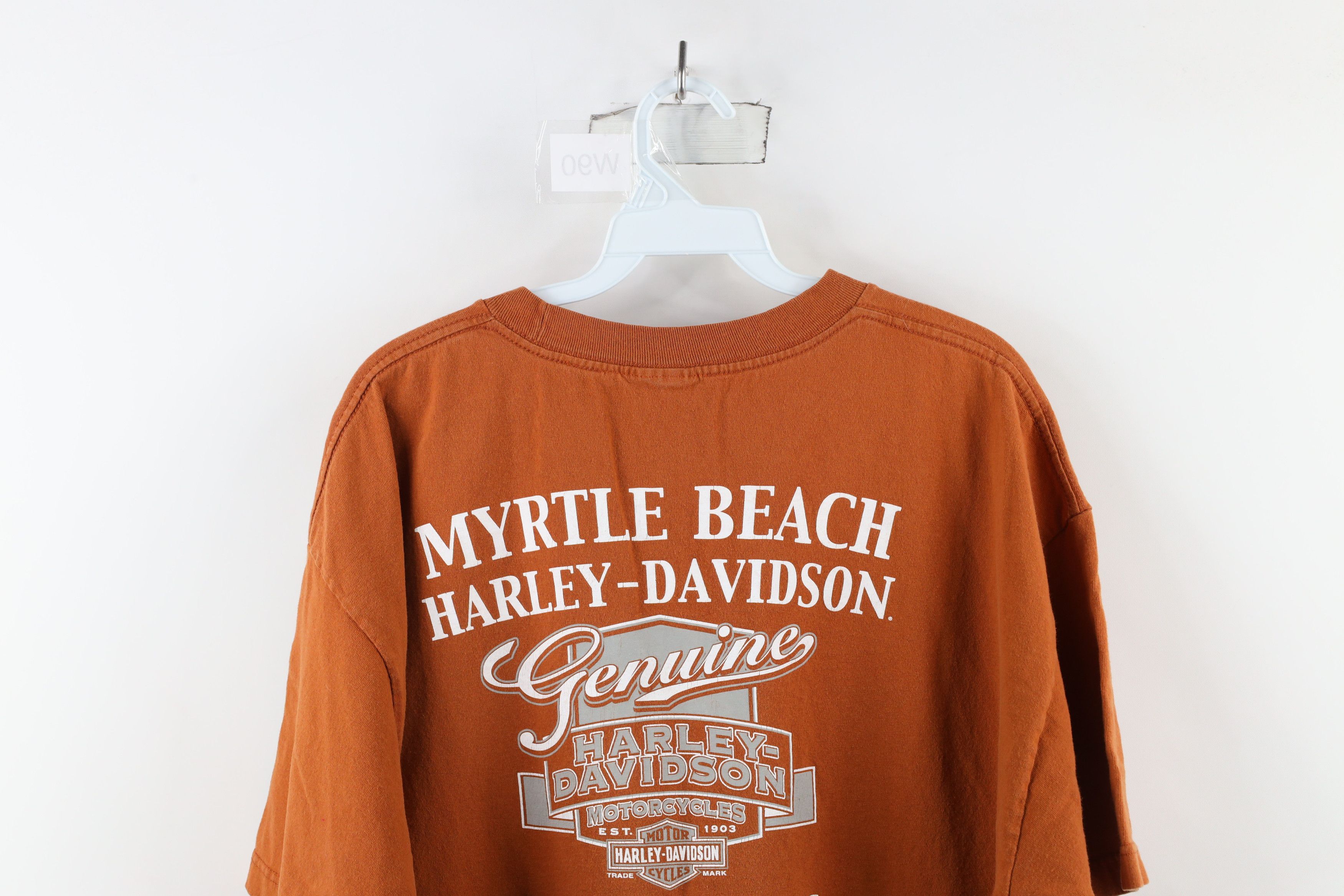 Harley Davidson × Vintage Vintage Y2K Harley Davidson Spell Out Eagle T-Shirt Orange Size US XL / EU 56 / 4 - 12 Thumbnail