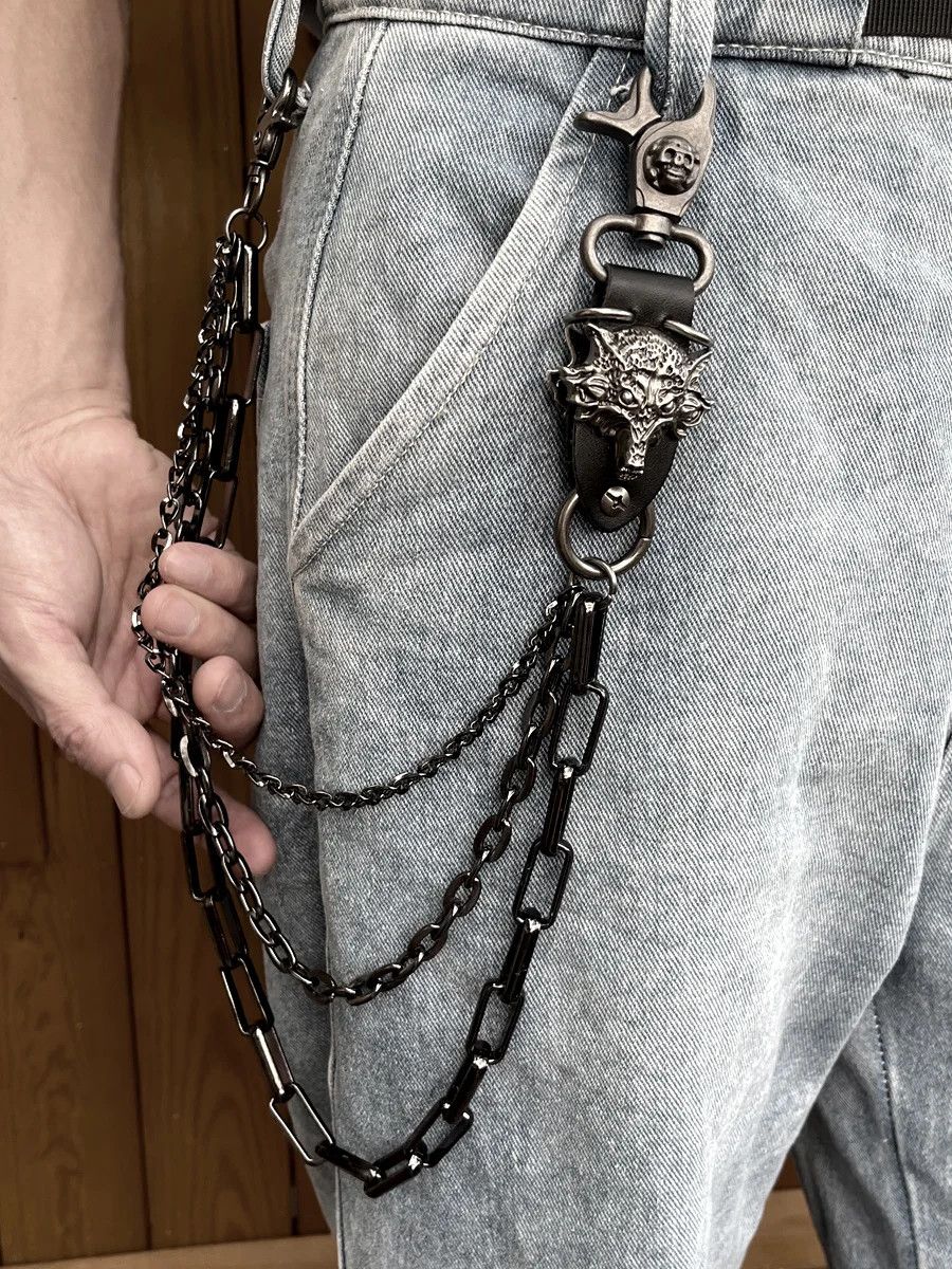 Jewelry Metal Punk Rock Layered Chain Wolf Head Waist Pant Keychains Size ONE SIZE - 1 Thumbnail