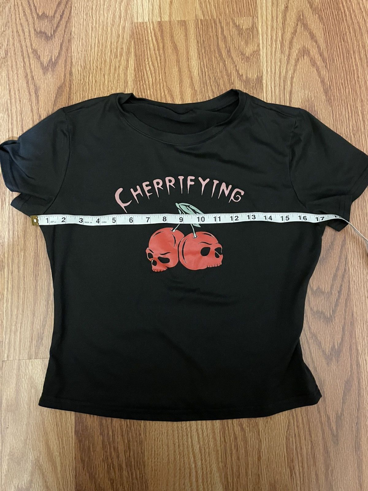 Other Cherry Skulls Black Cropped Tee (croptop) Size ONE SIZE - 2 Thumbnail