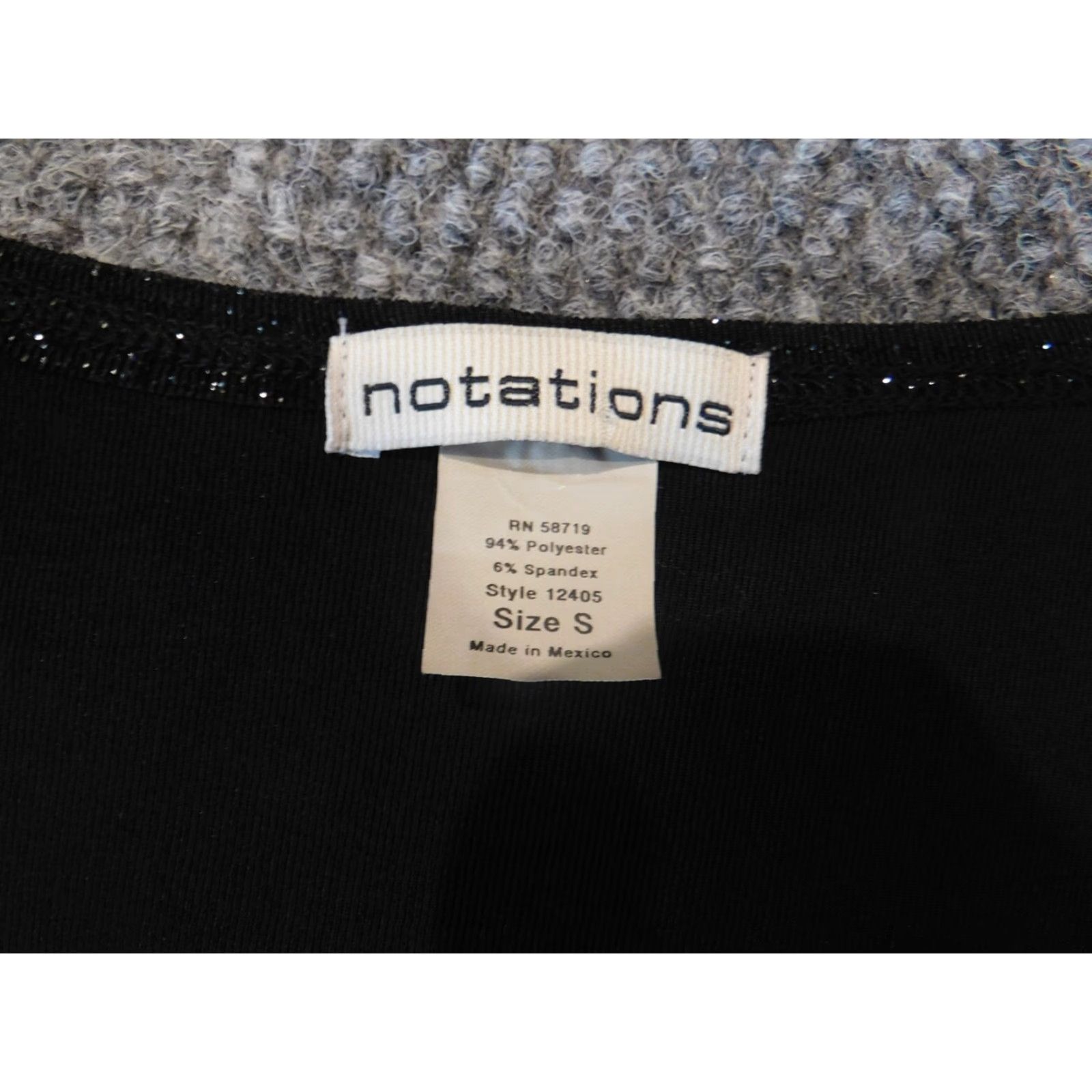 Vintage Notations Womens Blouse S Black Pullover Casual Stretch Button Collared Polyester Spandex Size S / US 4 / IT 40 - 4 Thumbnail