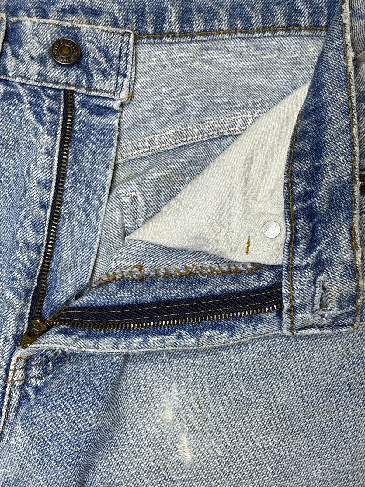 Levi's Vintage 70s Levis Orange Tab Distress Flared Jeans Button 4 Size US 28 / EU 44 - 10 Thumbnail