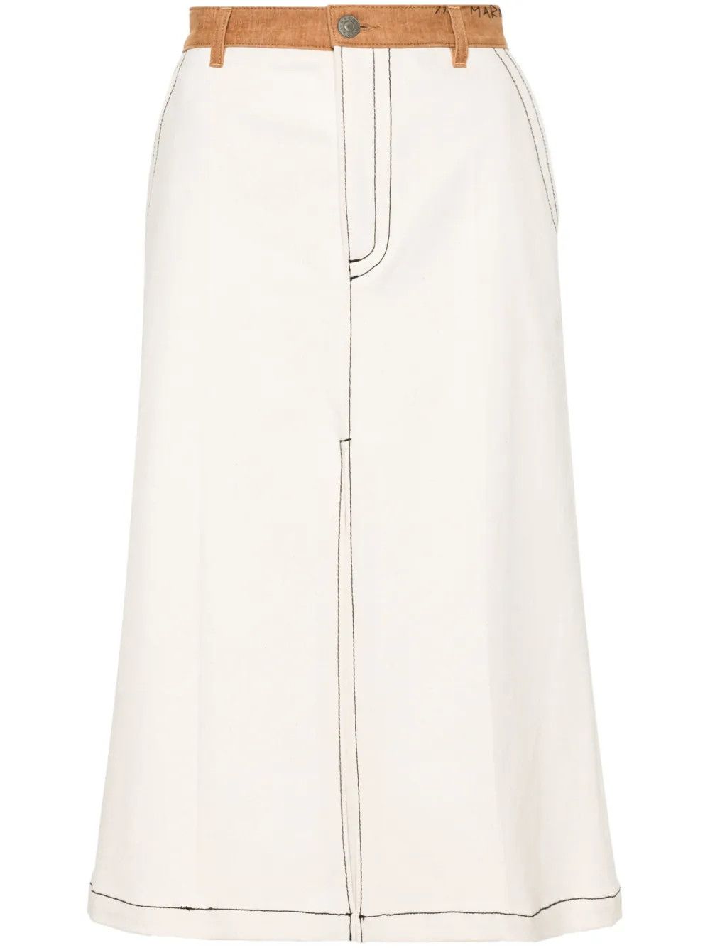o1w1db10125 Cotton Midi Skirt in Ecru
