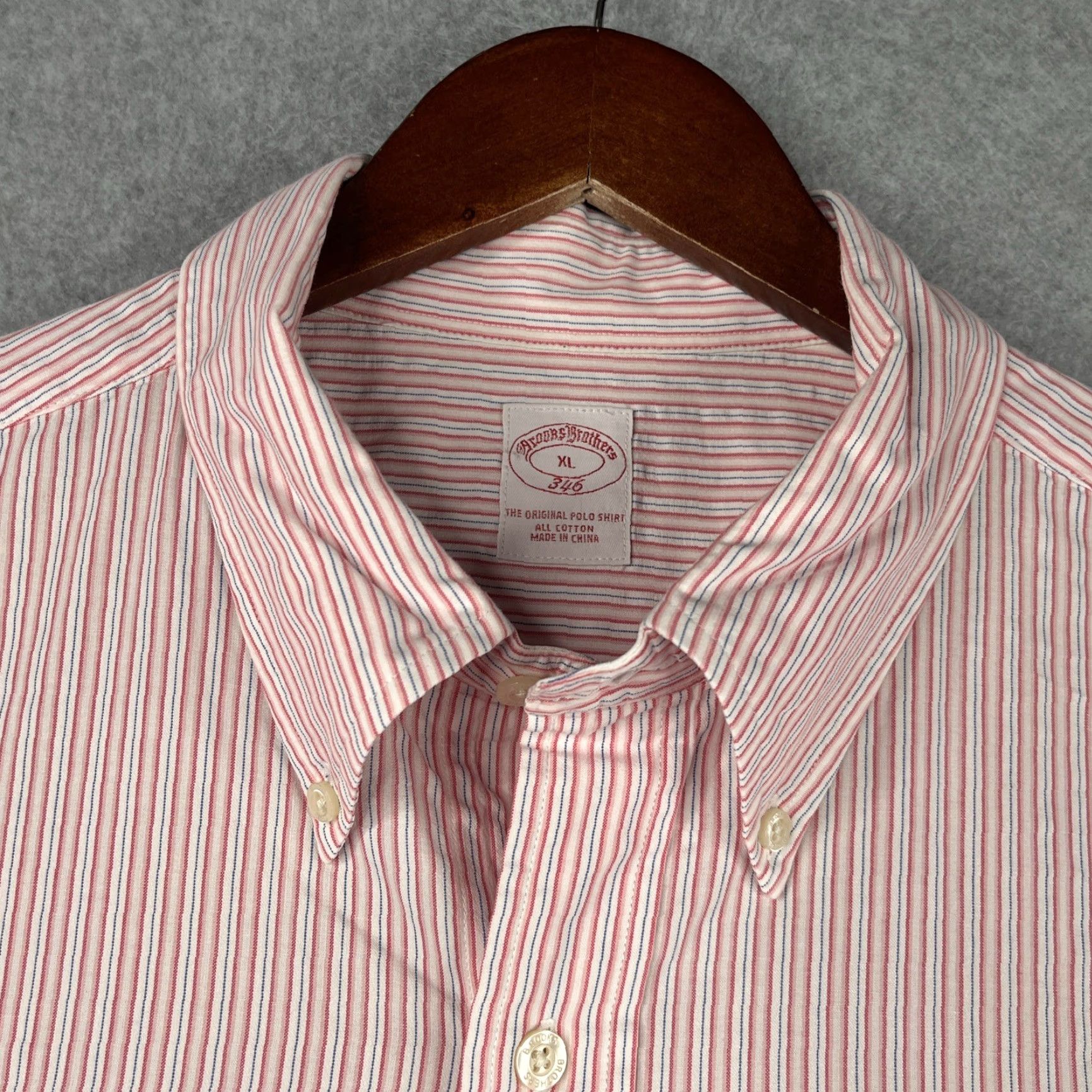 Brooks Brothers Brooks Brothers 346 Shirt XL Pink Striped Button-Up Long Sleeve Mens Size US XL / EU 56 / 4 - 4 Thumbnail