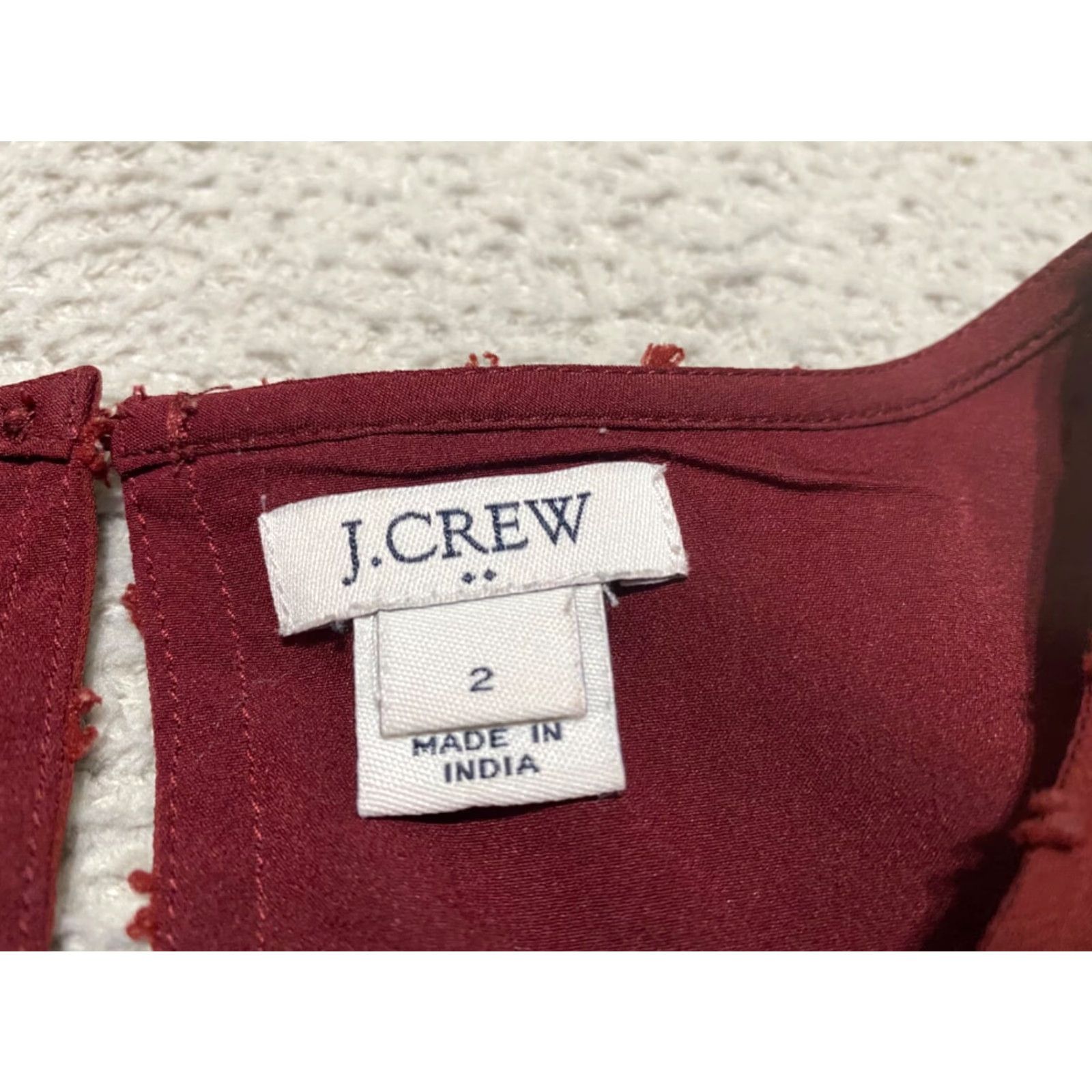 J.Crew J.CREW Shirt Red Solid Round Neck 3/4 Sleeve Lined Ruffle Womens Size 2 Casual Blouse Size XS / US 0-2 / IT 36-38 - 5 Thumbnail