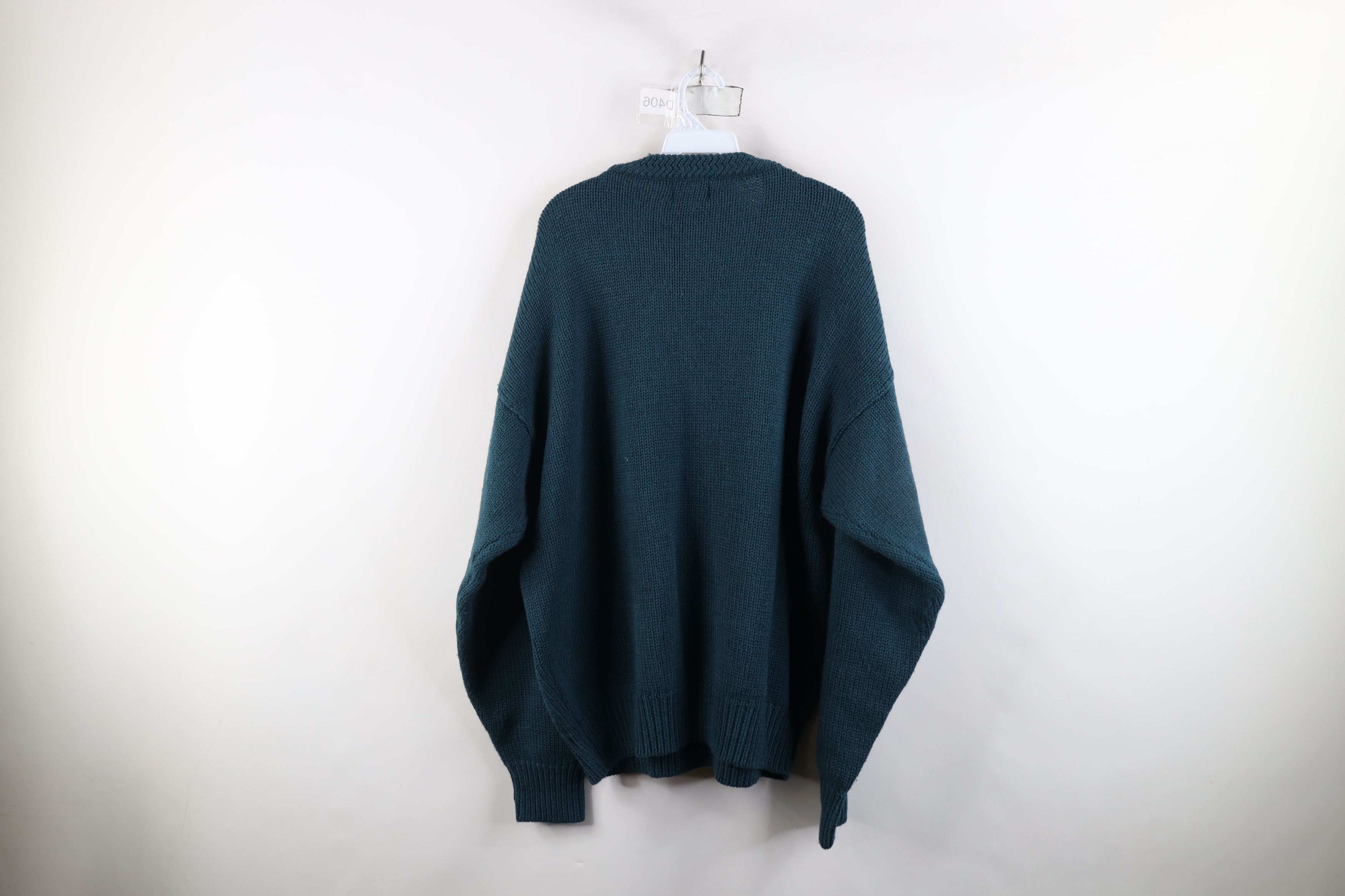 Vintage Vintage 90s Streetwear Heavyweight Wool Knit Sweater Teal Size US XXL / EU 58 / 5 - 8 Thumbnail