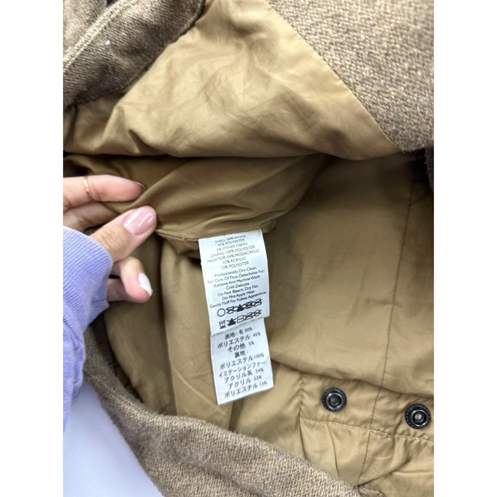 Eddie Bauer Eddie Bauer Jacket Womens XS Brown Wool Blend Parka Long Coat Lined Fur Polyester Button Zip Travel Casual Dirt? (note: remove question) Size XS / US 0-2 / IT 36-38 - 6 Thumbnail