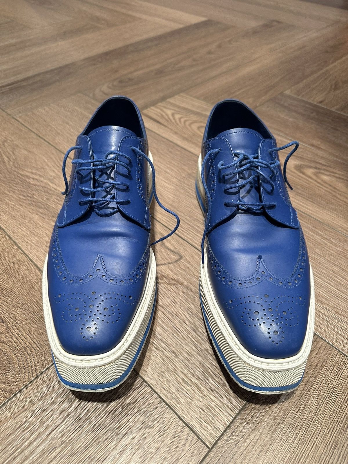 Prada Lace Derby Blue Prada Platform Sneakers PRADA Size Blue