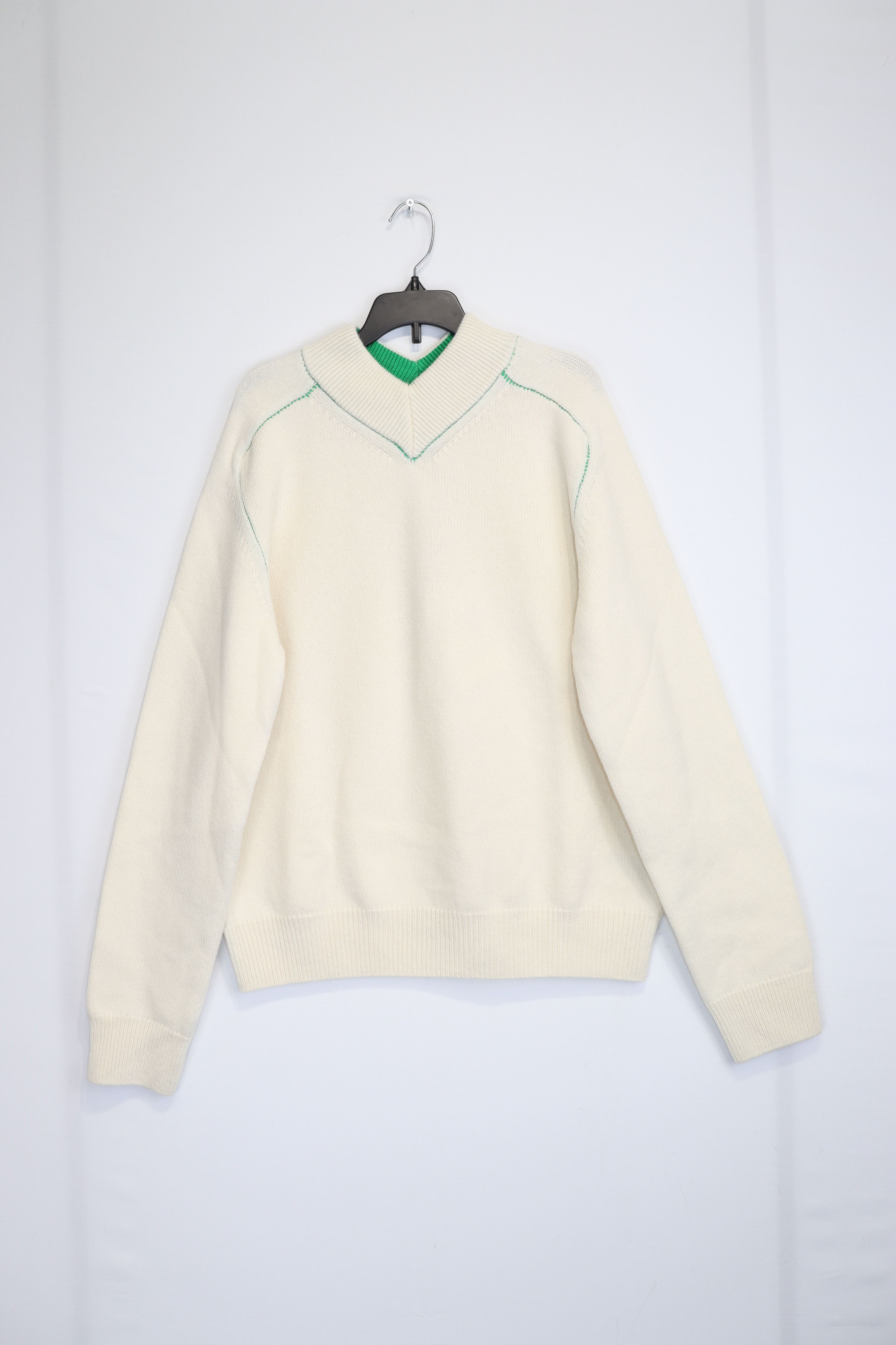 Bottega Veneta o1rshd1 Sweater Medium Weight Wool in Ivory Size L / US 10 / IT 46 - 2 Thumbnail