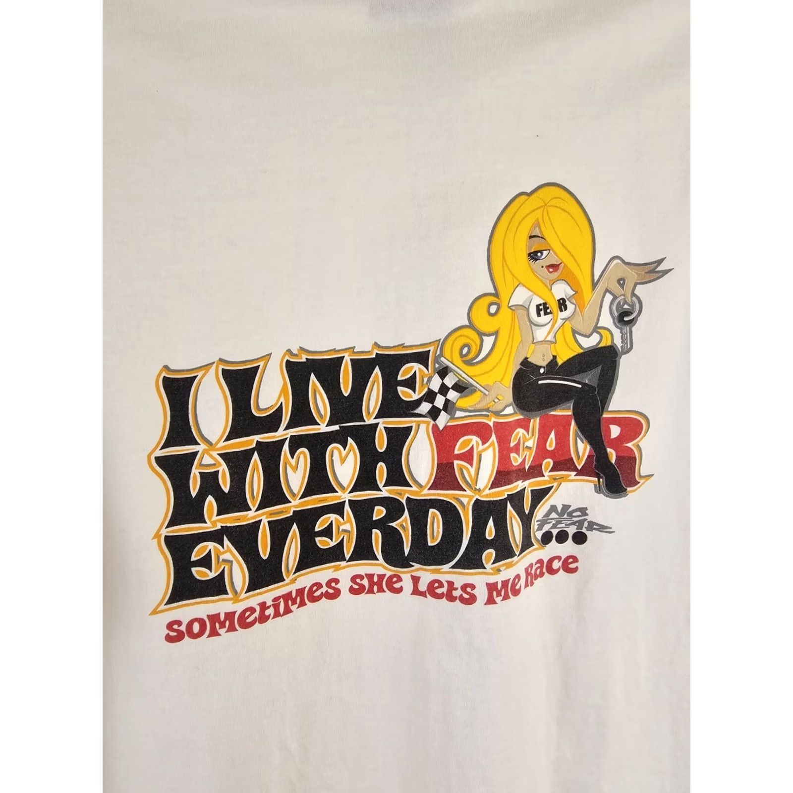 No Fear VINTAGE NO FEAR I LIVE WITH FEAR EVERYDAY WHITE COTTON T-SHIRT SZ XLARGE Shirt Mens XL White No Fear T-Shirt Size US XL / EU 56 / 4 - 2 Thumbnail
