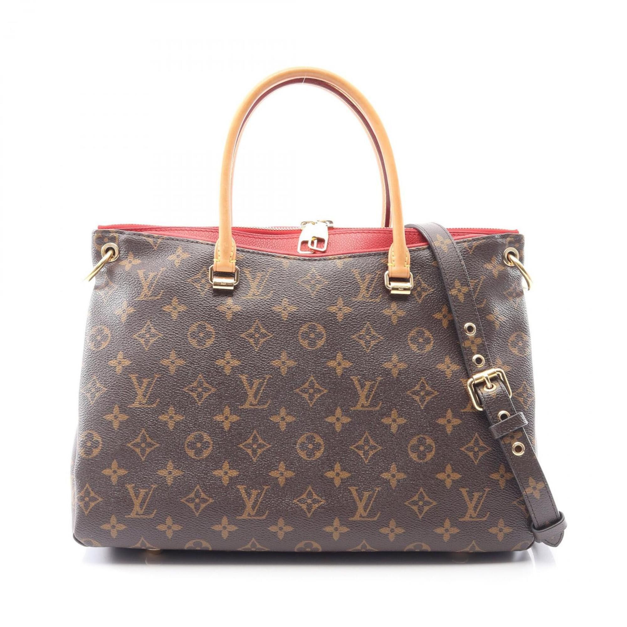 Louis Vuitton Louis Vuitton Pallas 2-Way Handbag, Coated Canvas and Leather, Monogram Pattern, Women's, Brown/Red, M41175 Size ONE SIZE - 1 Thumbnail