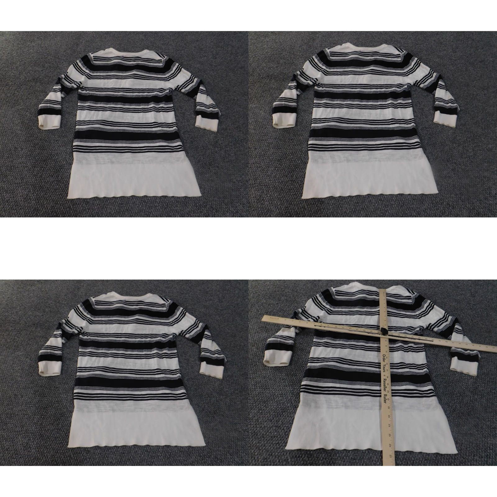 Loft LOFT Sweater Womens Small Black White Striped Long Sleeve Tunic Pullover Cotton V-Neck Drawstring Tassels Tunic Lightweight Knits Size S / US 4 / IT 40 - 9 Thumbnail