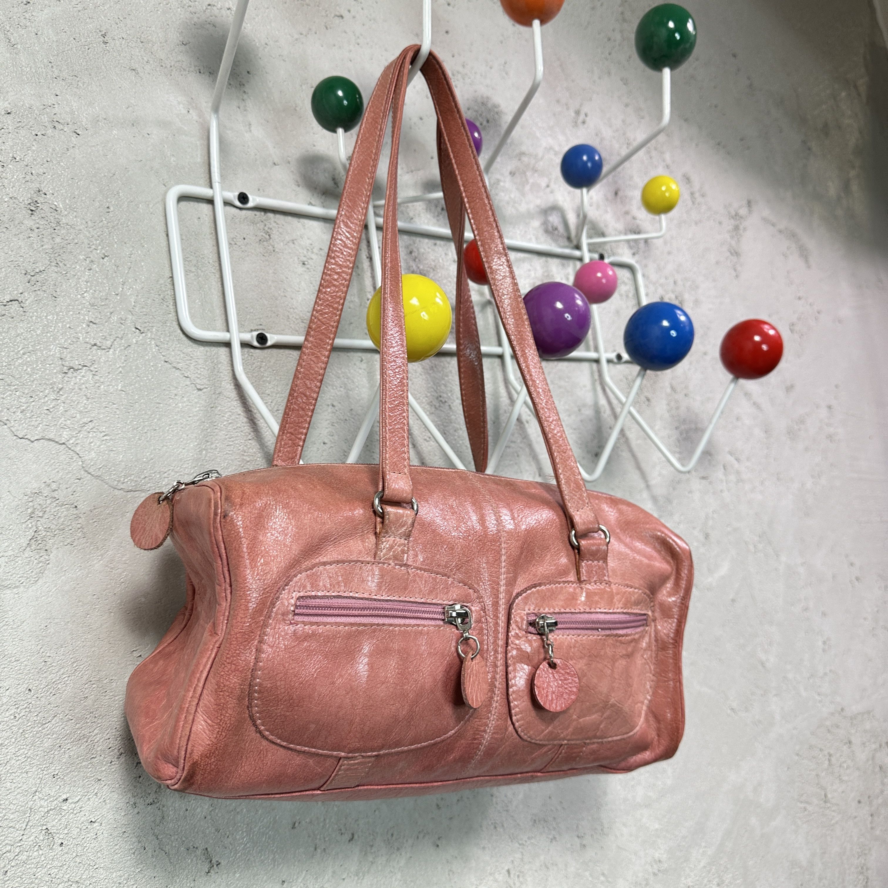 Vintage Vintage Leather Baby Pink Shoulder Bag 00s Size ONE SIZE - 4 Thumbnail