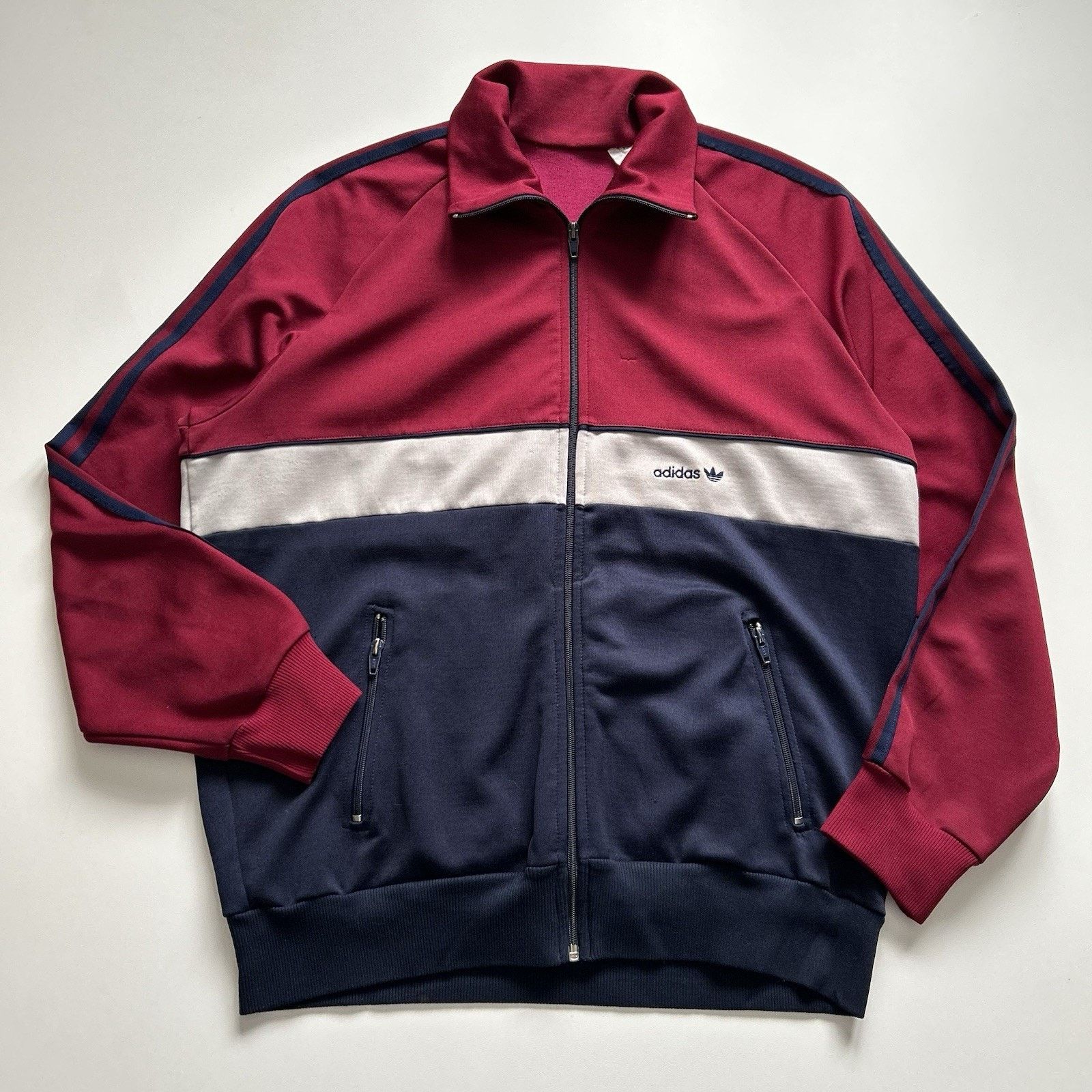 Adidas × Vintage Vintage 80s Adidas Trefoil Track Jacket Large 3 Stripes Rare Size US L / EU 52-54 / 3 - 1 Thumbnail