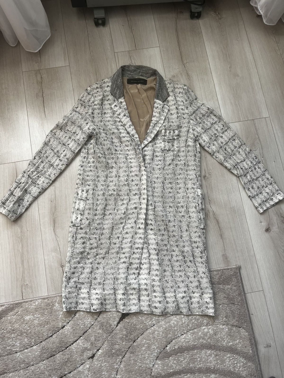 Roland Mouret Roland Mouret Textured Tweed Longline Blazer / Light Coat Size L / US 10 / IT 46 - 1 Thumbnail