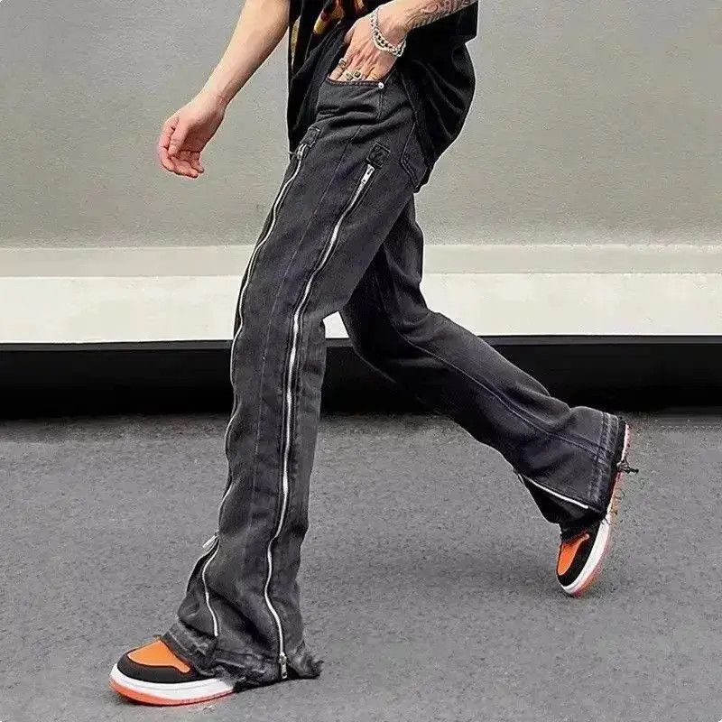 Japanese Brand Bell-bottom jeans with zippers retro hip hop style y2k Size US 30 / EU 46 - 3 Thumbnail