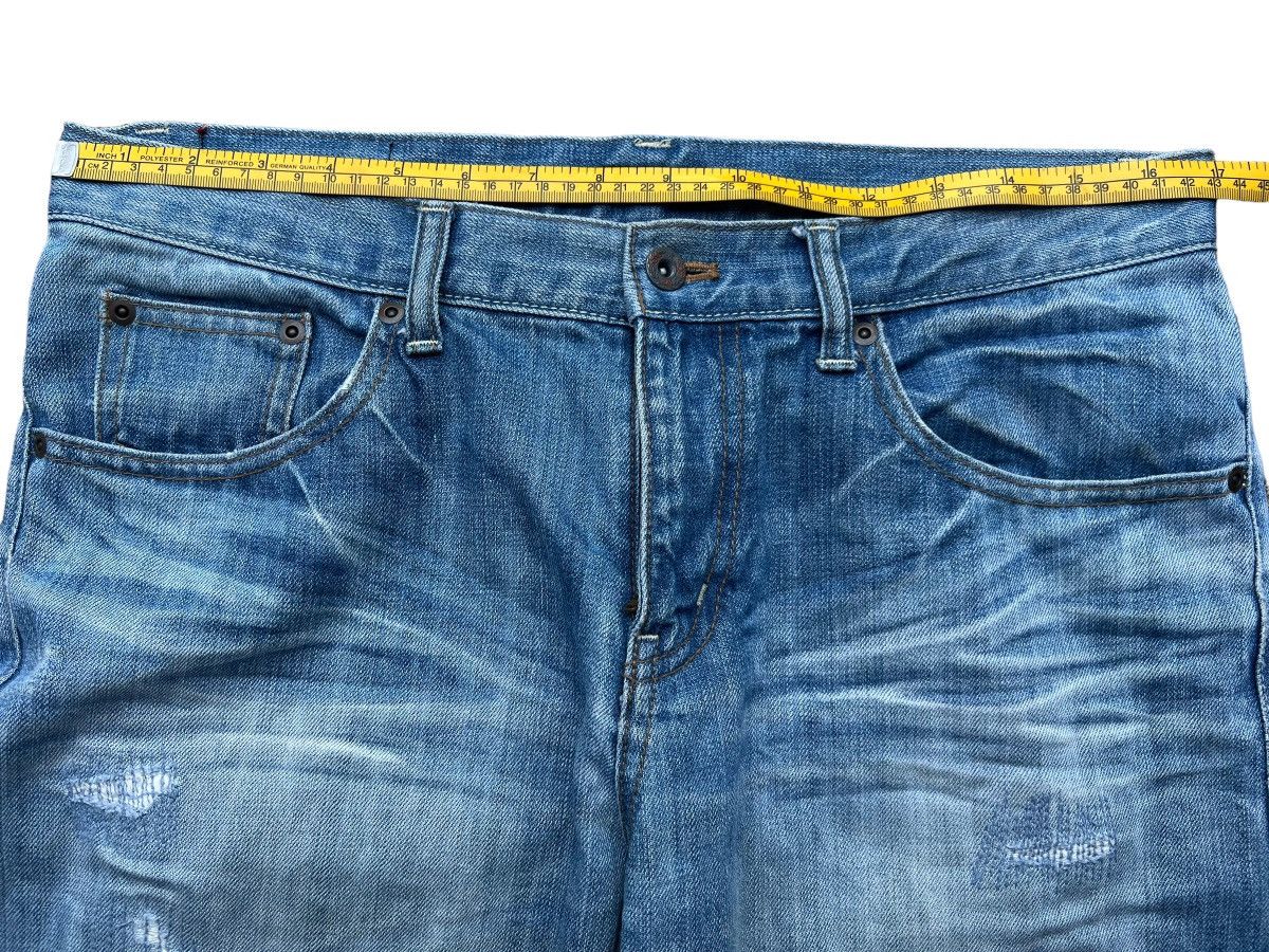 Japanese Brand Bit Blue Patchwork Distressed Faded Denim Blue 34x31 Size US 34 / EU 50 - 9 Thumbnail