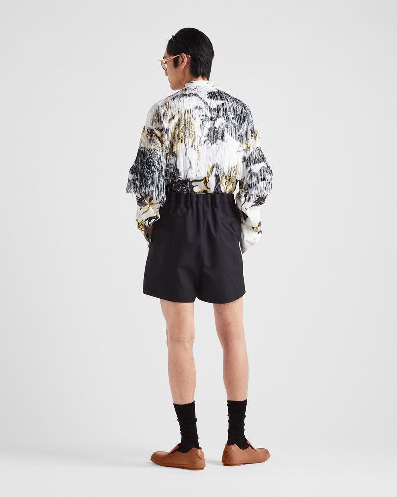 o1mt1gz0226 Printed Cotton Shirt With Fringe in Multicolor