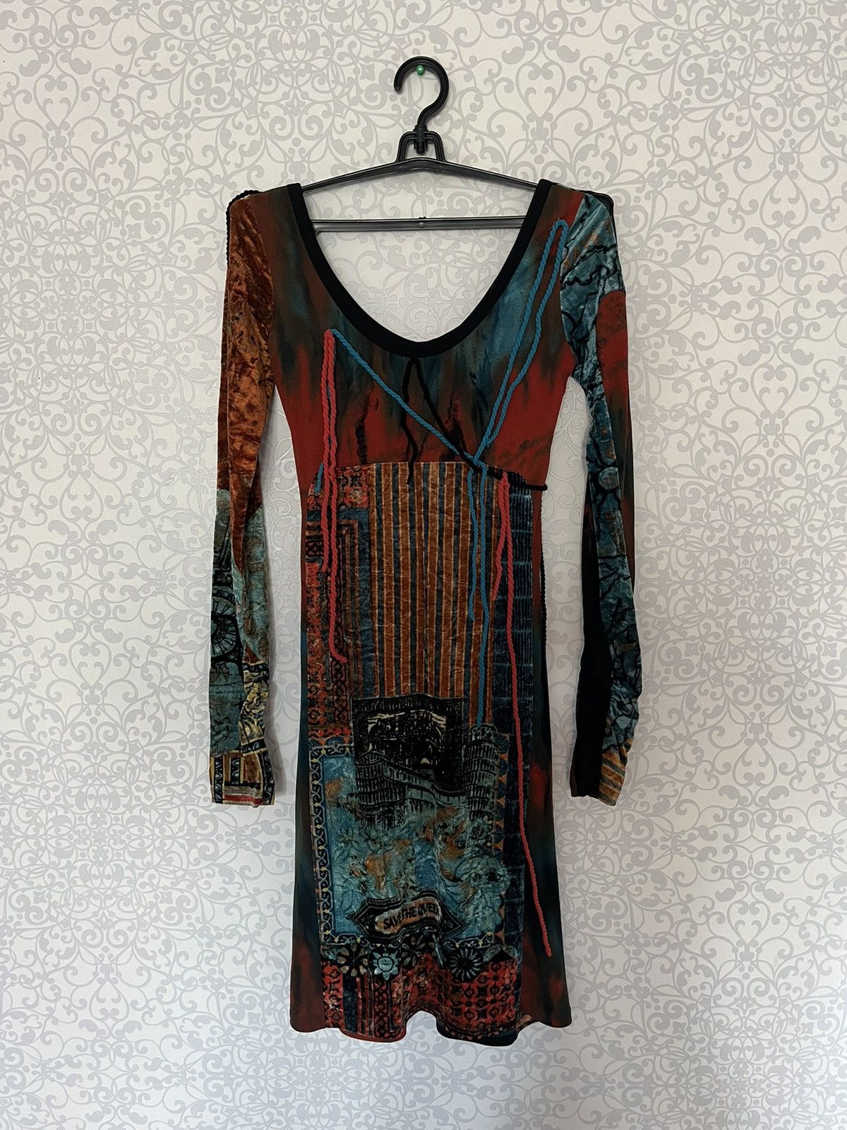 Jean Paul Gaultier Save The Queen Asymmetrical Mesh Polyamide Multicolor Dress Size S / US 4 / IT 40 - 3 Thumbnail