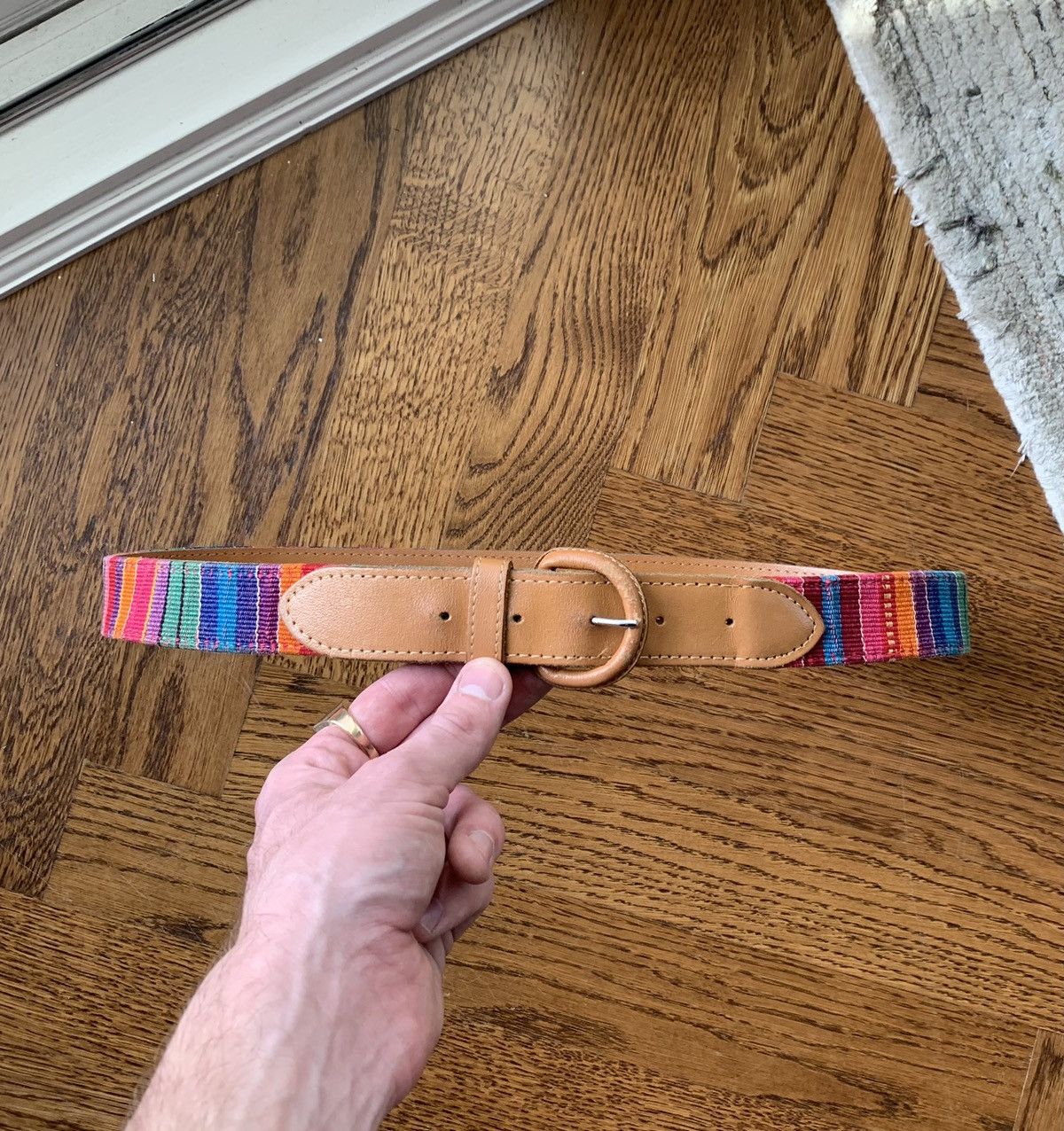 Japanese Brand × Vintage 90s Vintage Guatemala Fabric Belt Hippy Boho Rainbow XL USA Size ONE SIZE - 8 Thumbnail