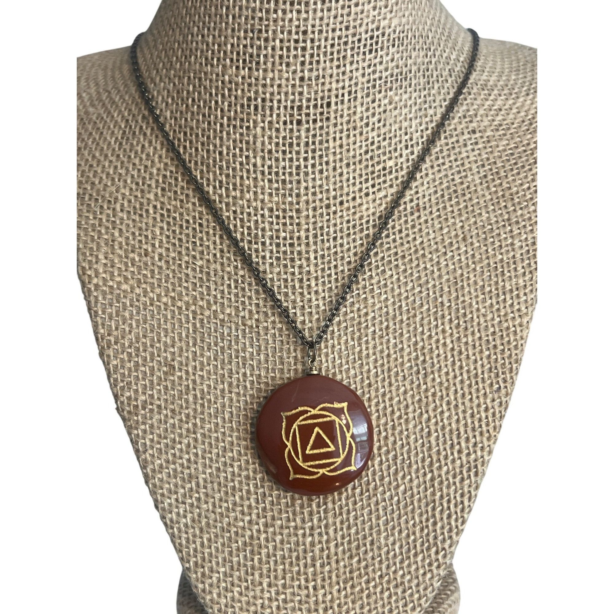 Other Root Chakra Pendant Necklace Red Jasper Gold Symbol Antique Size ONE SIZE - 1 Thumbnail