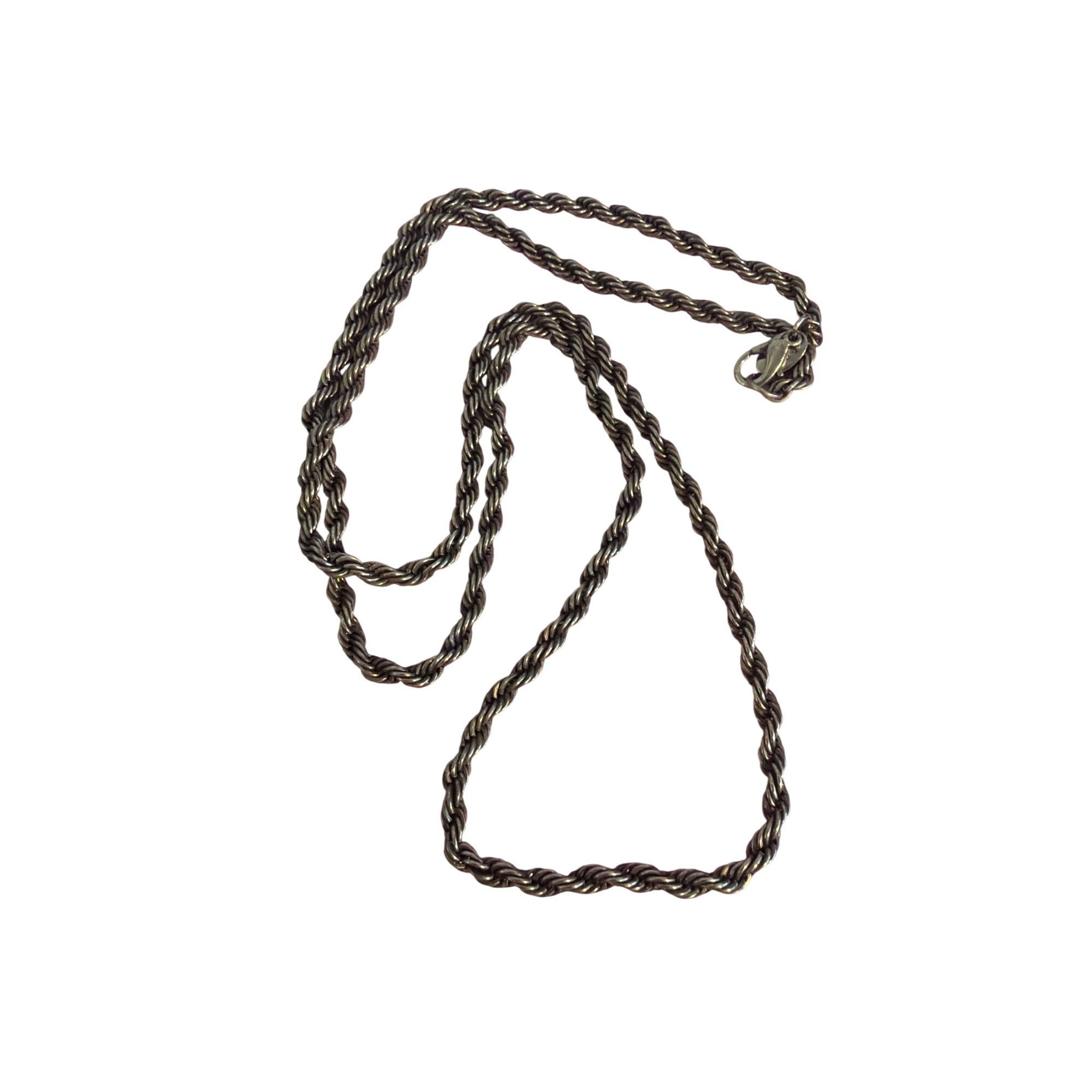 Other Vintage Silver Tone Gunmetal Twist Rope Chain Necklace ML 30 Size 30 - 1 Thumbnail