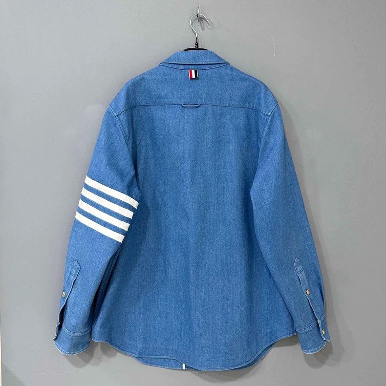 Thom Browne Thom Browne Denim blue classic four-bar shirt jacket 2505-N Size US XL / EU 56 / 4 - 3 Thumbnail