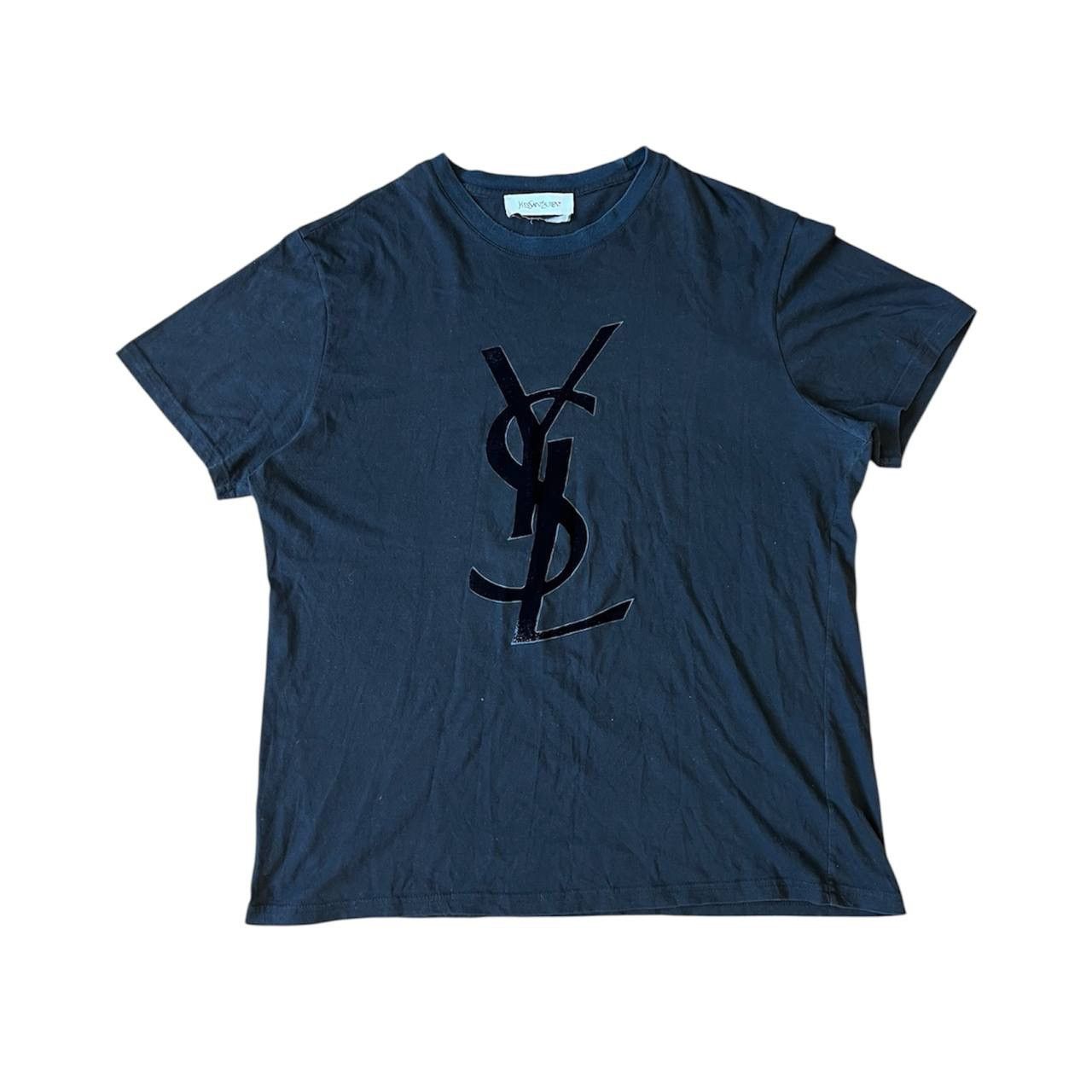 Yves Saint Laurent VERY RARE! YVES SAINT LAURENT RIVE GAUCHE VELOR LOGO T SHIRT Size US XL / EU 56 / 4 - 1 Thumbnail