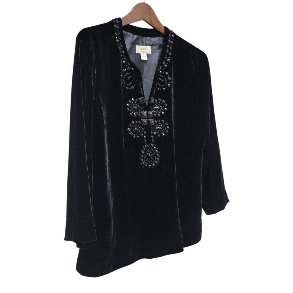 Talbots Talbots Petites Women's Beads Embellished Velvet Top Size 8 Size M / US 6-8 / IT 42-44 - 3 Thumbnail