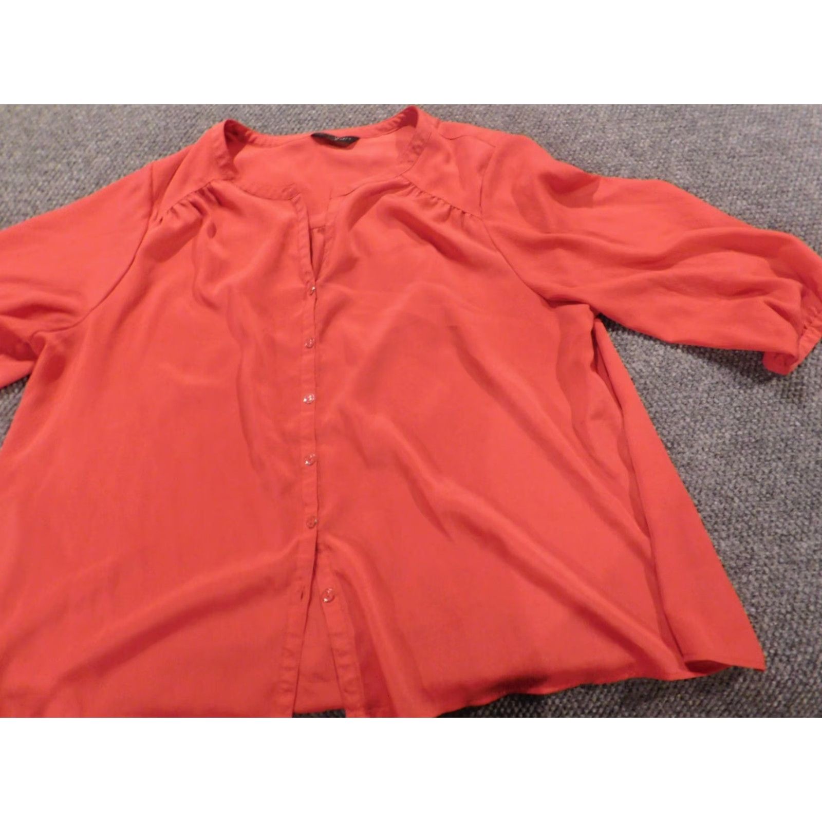 Vintage Investments Blouse 3X Plus Women Red Round Neck Pullover Polyester Long Sleeve Casual Sleeve Stretch Basic Rose Vintage No Size XXL / US 16-18 / IT 52-54 - 3 Thumbnail