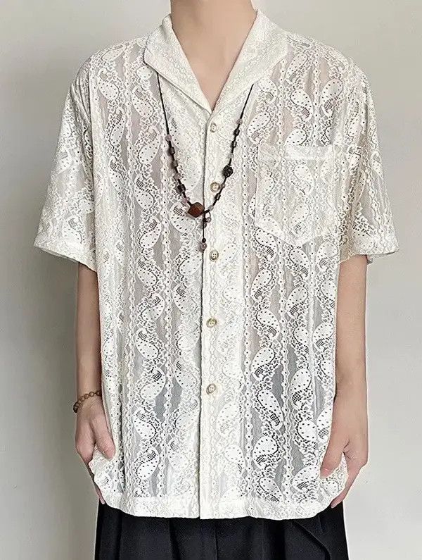 VIBE Retro design paisley lace cuban collar shirt Size US M / EU 48-50 / 2 - 2 Thumbnail