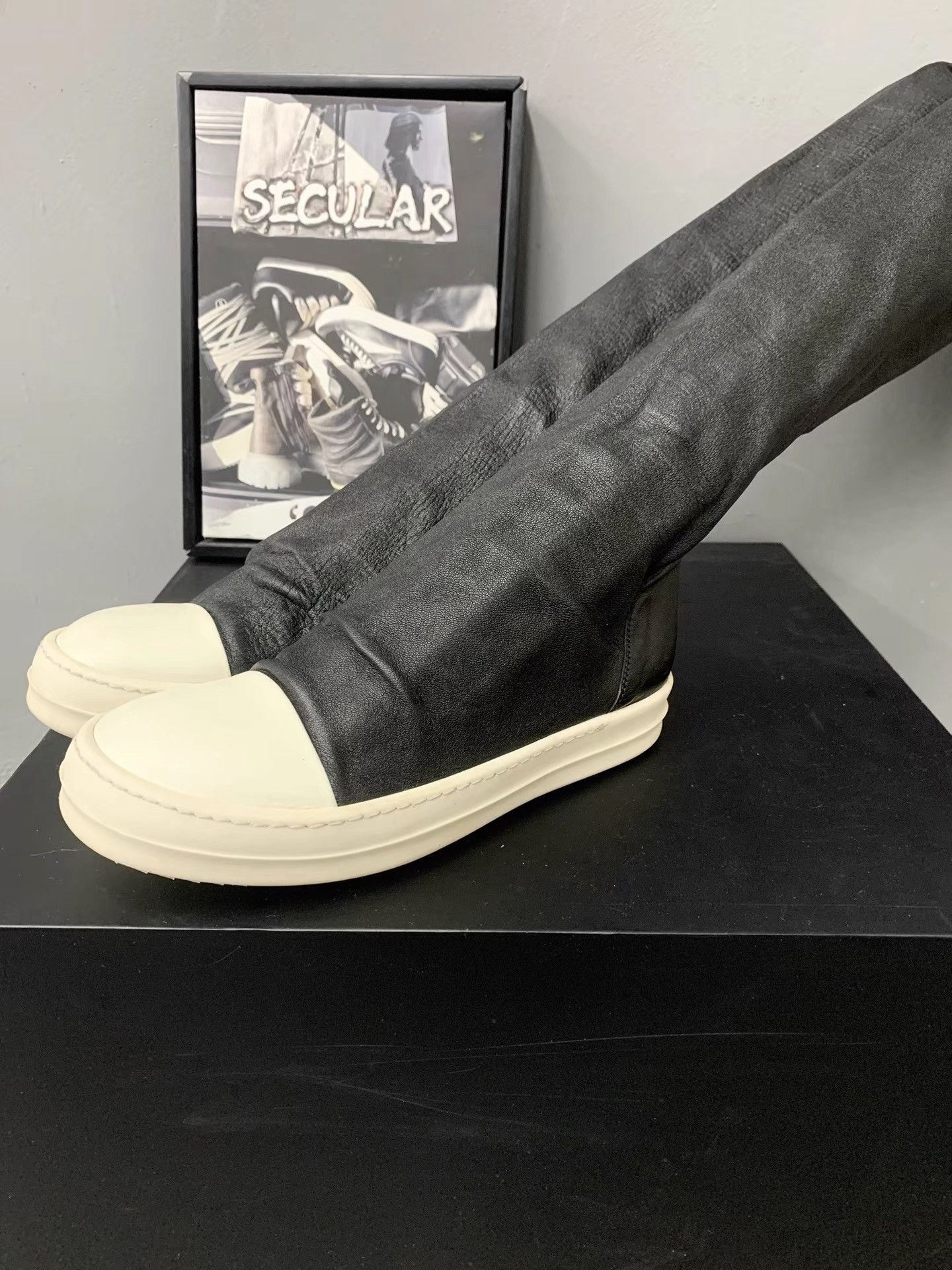 Rick Owens Rick Owens Mainline Lambskin Over-the-Knee Goddess Boots K34 Size US 6.5 / IT 36.5 - 3 Thumbnail