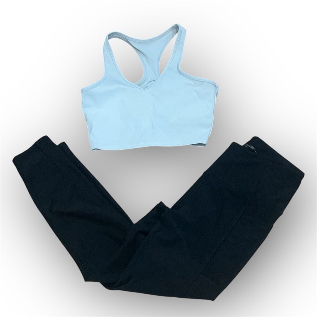 Goretex X by Gottex White Racerback Sports Bra & Black Leggings Work Size 25" / US 0 / IT 36 - 1 Thumbnail