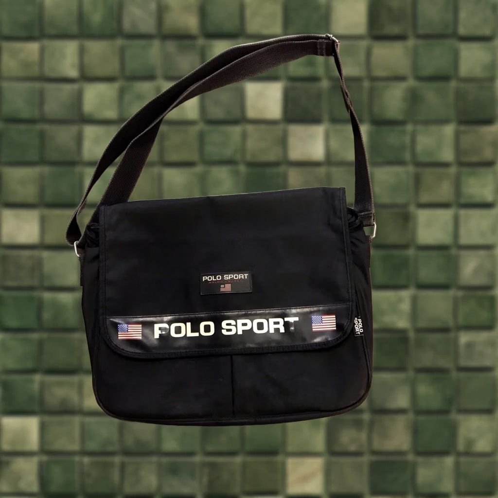 Ralph Lauren VINTAGE Ralph Lauren Polo Sport Shoulder Bag Crossbody Messenger Bag Black 17x13 Men Medium Polyester Zip Adjustable Strap Pockets 90s Sports Theme Size US M / EU 48-50 / 2 - 1 Thumbnail