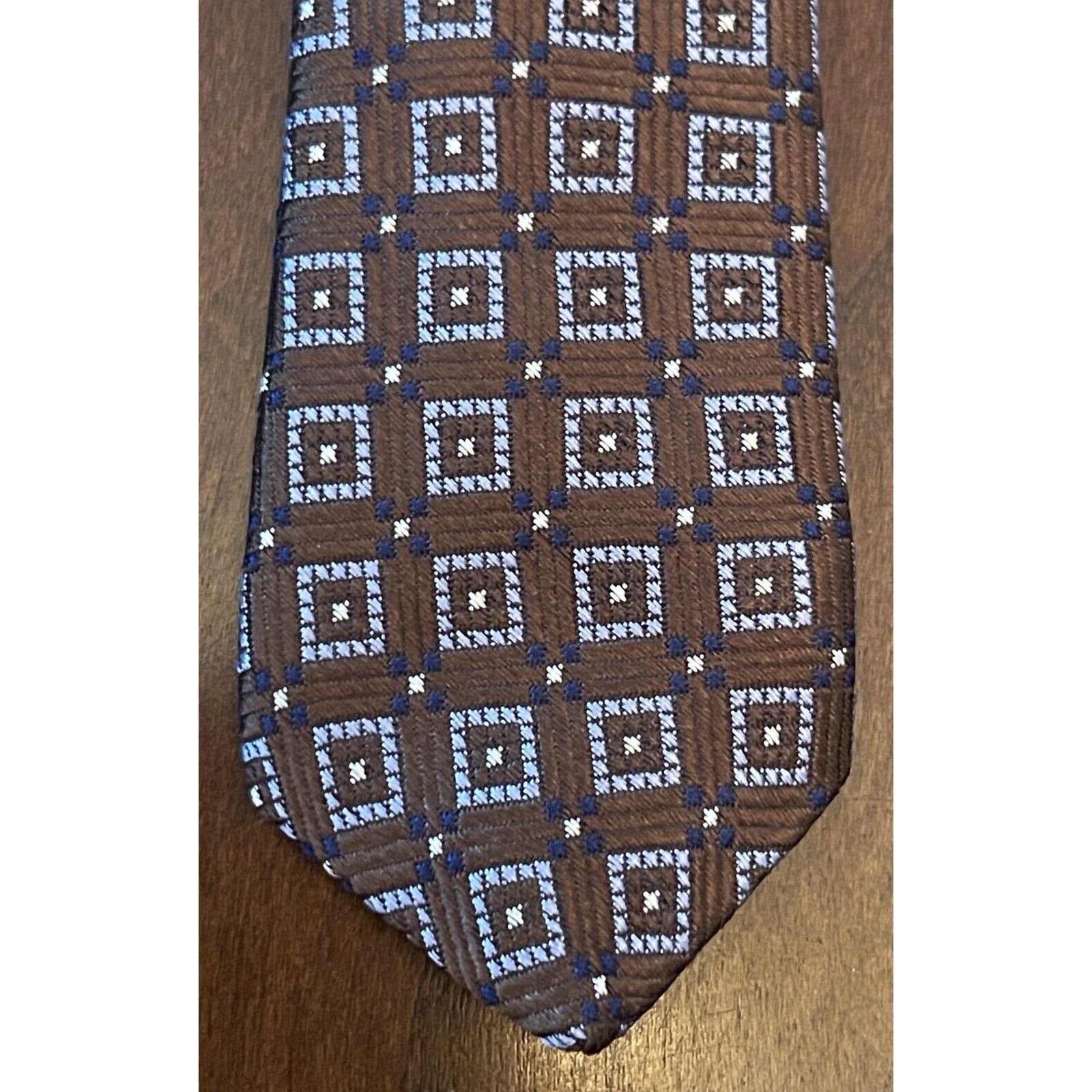 Other HSM Brown Blue 100% Imported Silk Men’s Neck Tie Made In Usa Size ONE SIZE - 6 Thumbnail