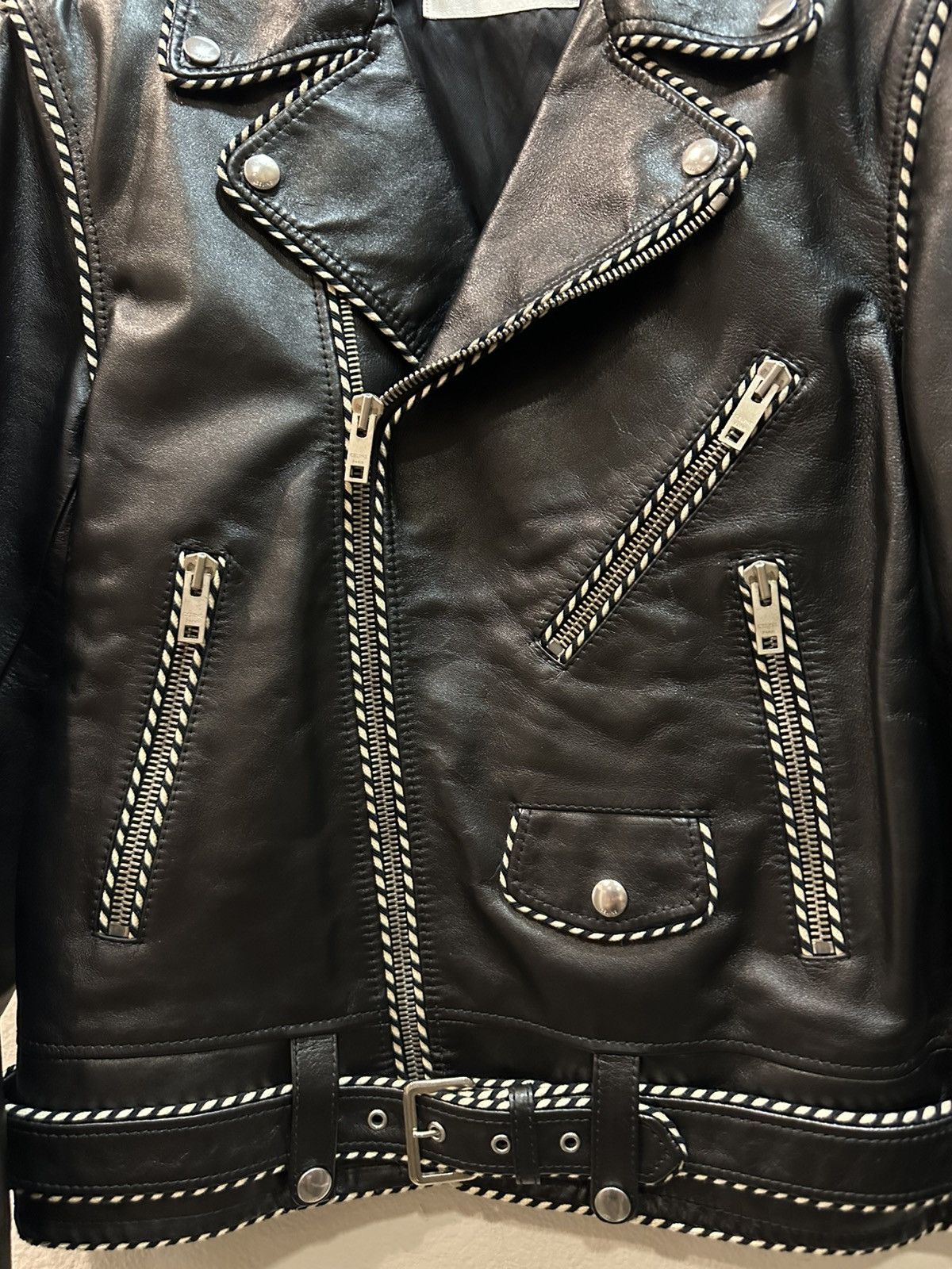 Celine × Hedi Slimane FW19 Braided Piping Calfskin Leather Jacket 48 Size US M / EU 48-50 / 2 - 3 Thumbnail