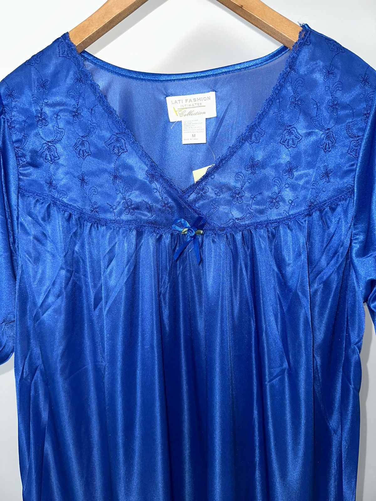 Vintage Vintage 80s Blue sheer lace floral Lounge dress New Size M / US 6-8 / IT 42-44 - 2 Thumbnail