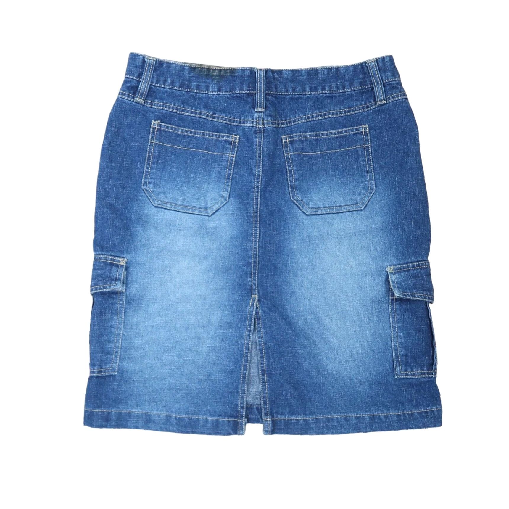 Vintage VINTAGE No Boundaries 90s denim cargo mini skirt Dark wash blue Cotton 11 Womens, Casual Grunge 1990s Size 24" / US 00 / IT 34 - 3 Thumbnail
