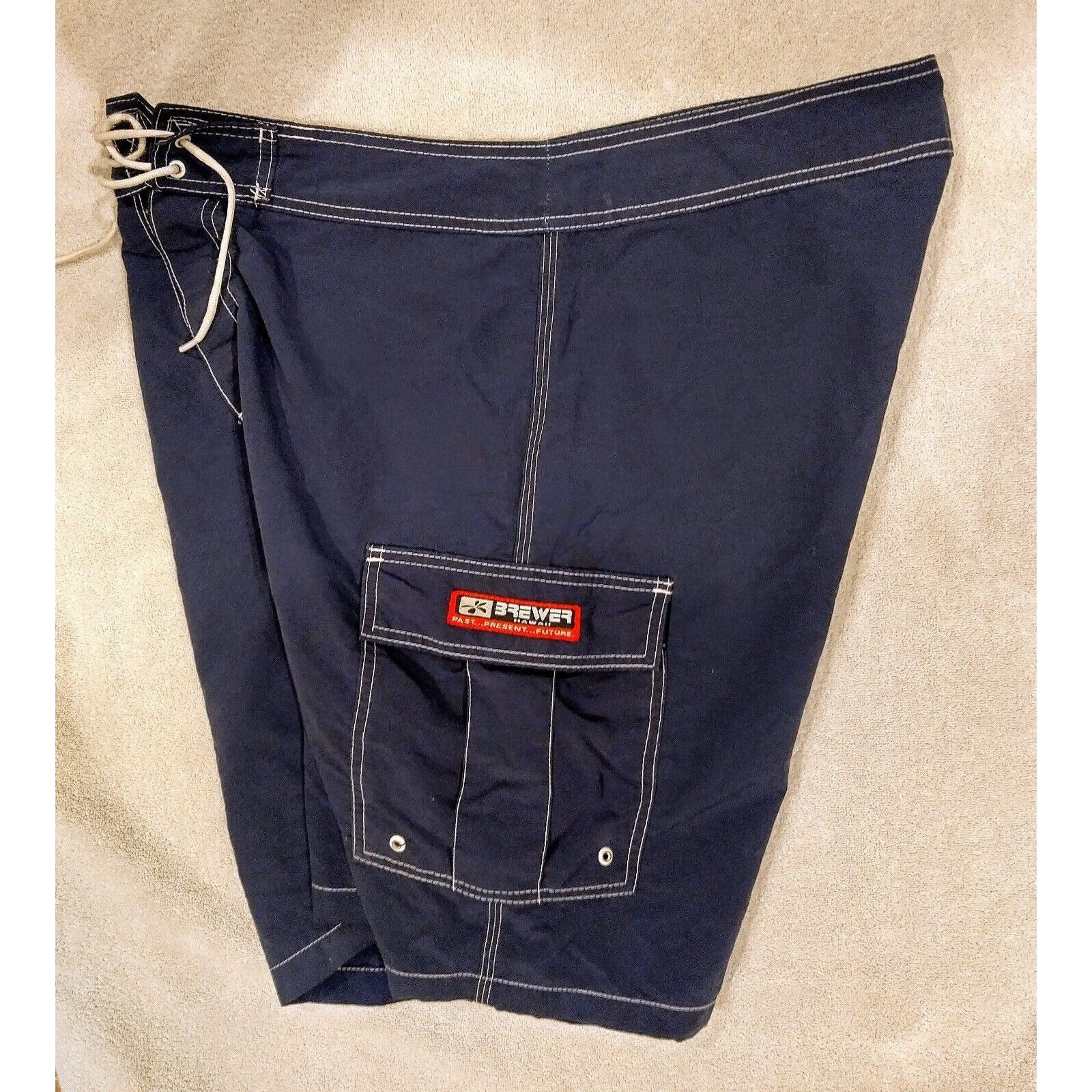 Other Brewer Blue Swim Trunk Shorts w/ Side Pockets size 36 used Size US 36 / EU 52 - 2 Thumbnail