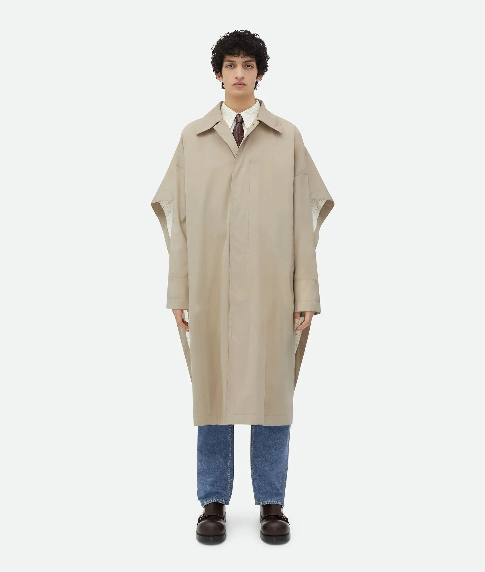 Bottega Veneta o1lf3ng11025 Cotton Silk Cape Trench With Check Lining Size US XS / EU 42 / 0 - 4 Thumbnail
